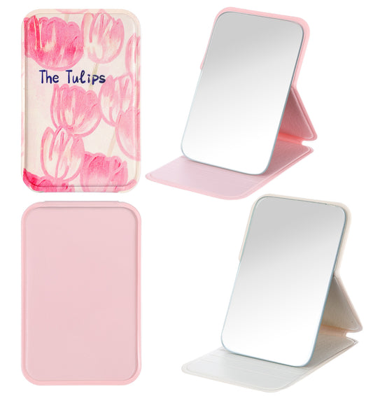 ValueBargain 2Pcs Portable Folding Mirror, Folding Small Makeup Mirrors With Flower Pattern for Purse Pocket Travel Women Girls, Compact Handheld Mirrors