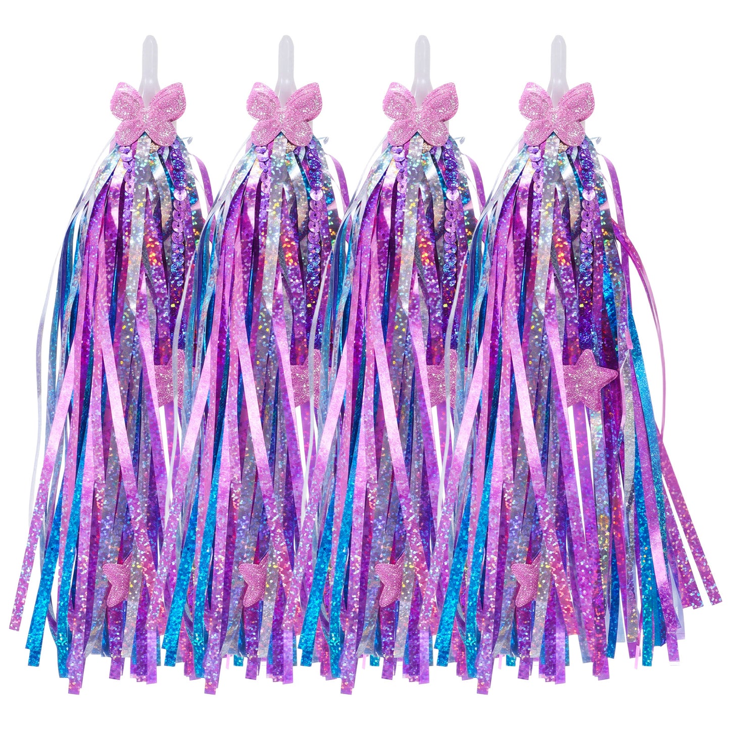 Classicseali 4pcs Bike Tassels for Girls, Colorful Bike Streamers for Girls, Durable Handlebar Streamers, Suitable for All Kinds of Children's Vehicles, including Bicycles, Scooters and Tricycles