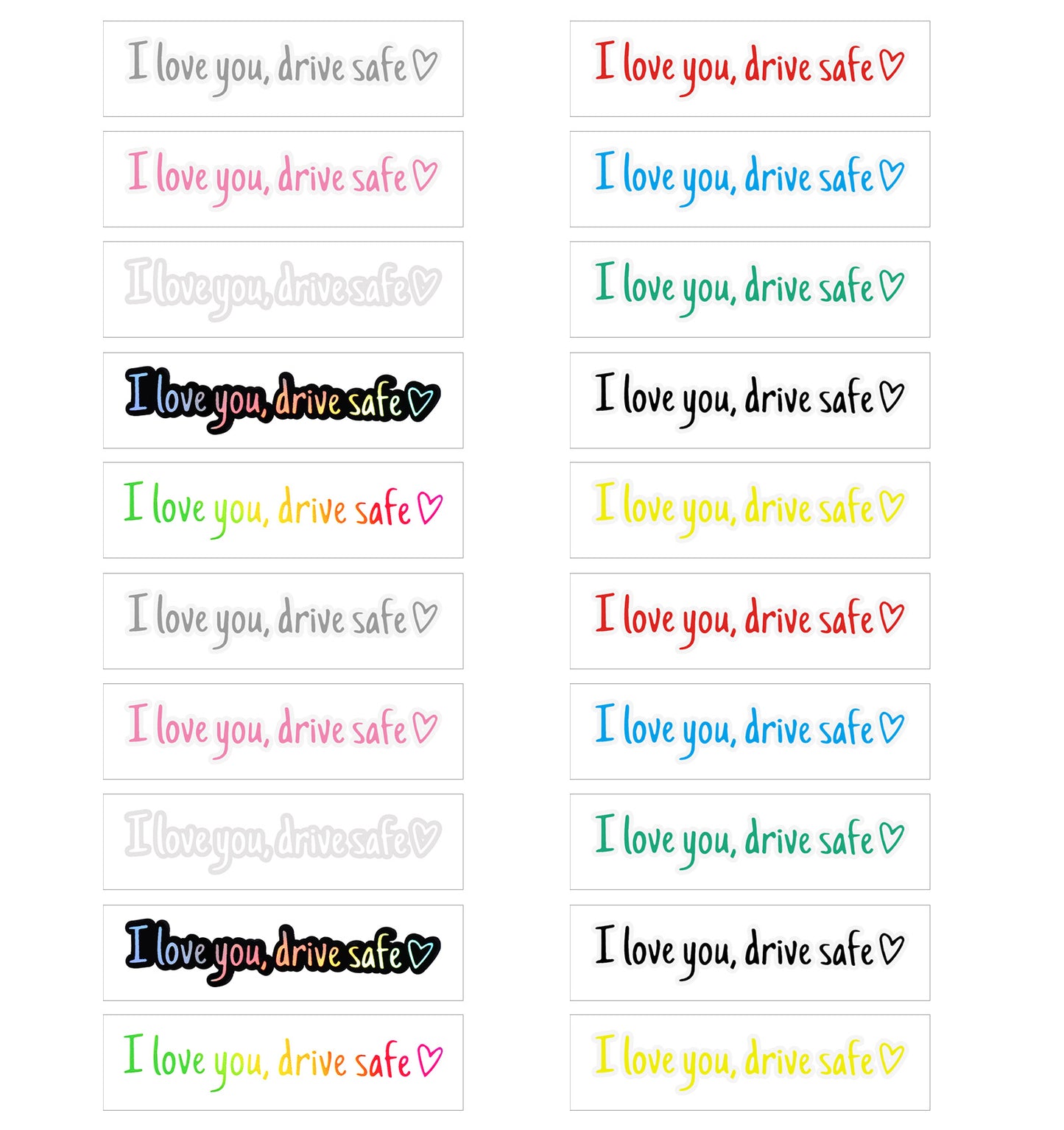 20Pcs I Love You Drive Safe Mirror Sticker, I Love You Drive Safe Sticker Decals to Show Your Loves, Waterproof & Reusable (Multicolor)