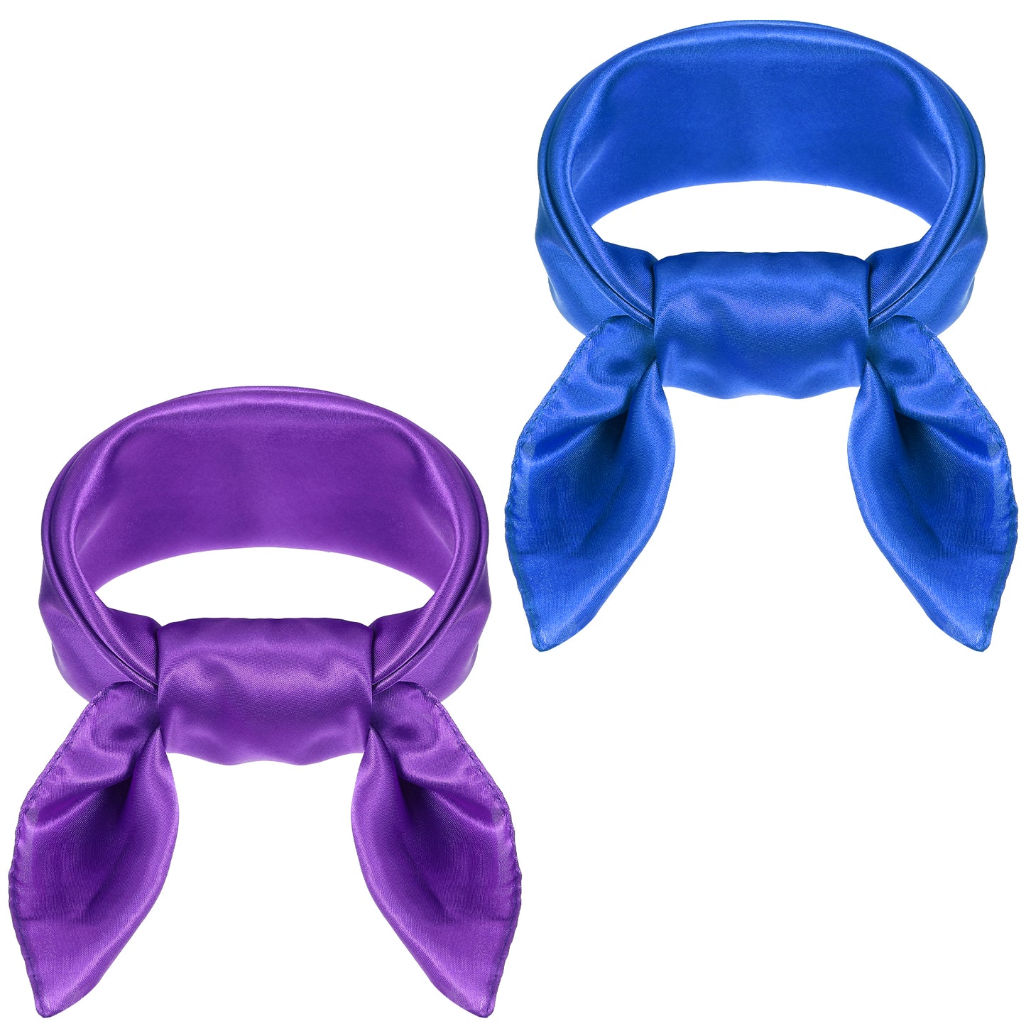 oruola 2 pack Square Chiffon Scarves,Plain Square Chiffon Neck Scarf for Women,Lightweight and Soft,Perfect for Retro 50s 60s Style,Square Women's Scarves(Purple, Royal Blue)