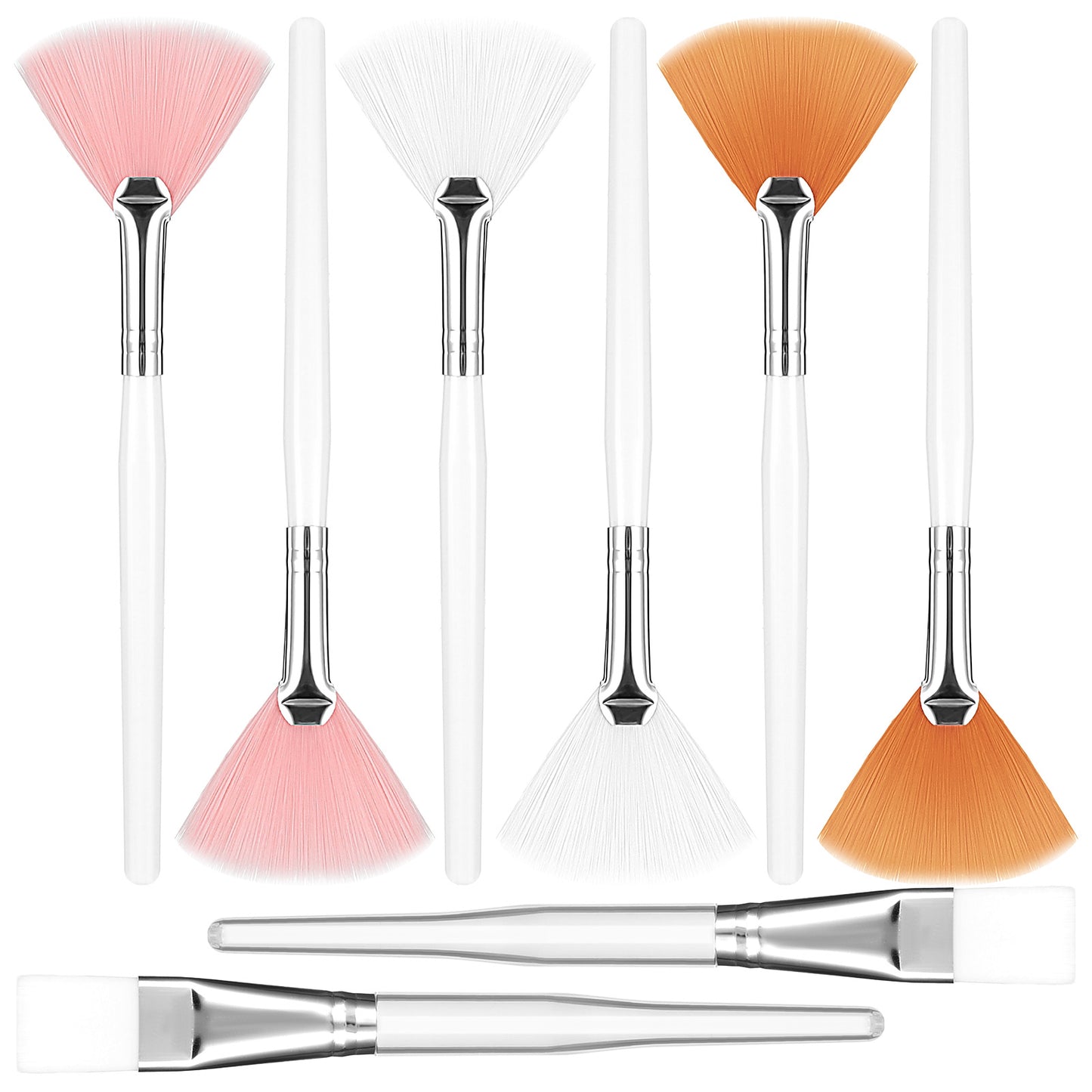 oruola 8pcs Face Mask Applicator,Face Mask Brush,Soft Facial Brush,Fan Brush for Applying Facial Mask,Eye Mask,Serum,DIY Skincare(Pink,Yellow,White)