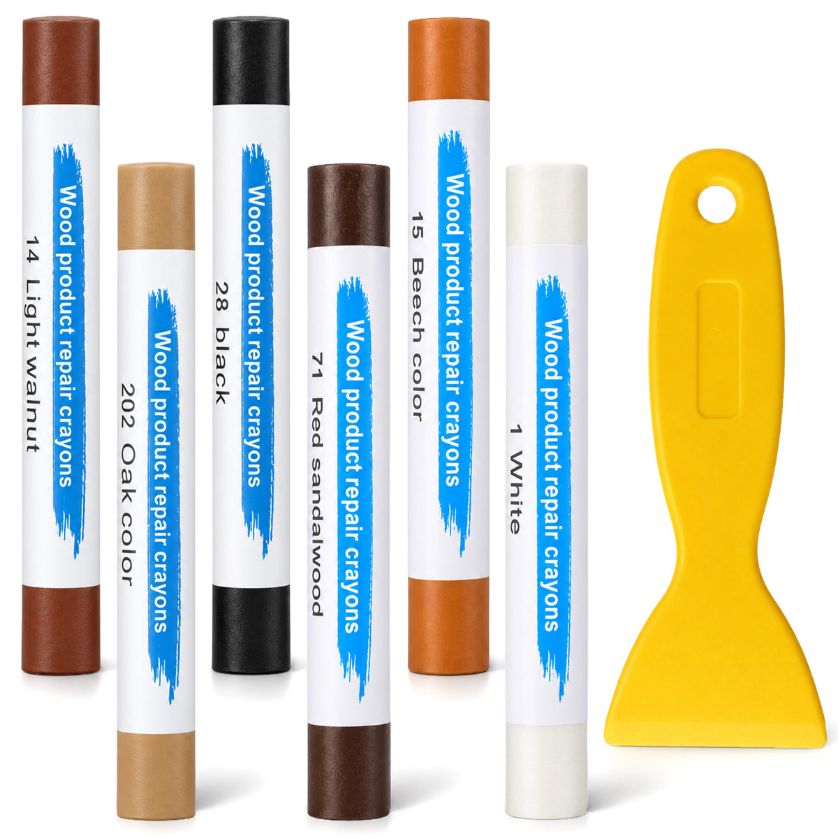 Elegaperma 6 Pcs Wax Filler Wood Repair Sticks with Scraper for Furniture