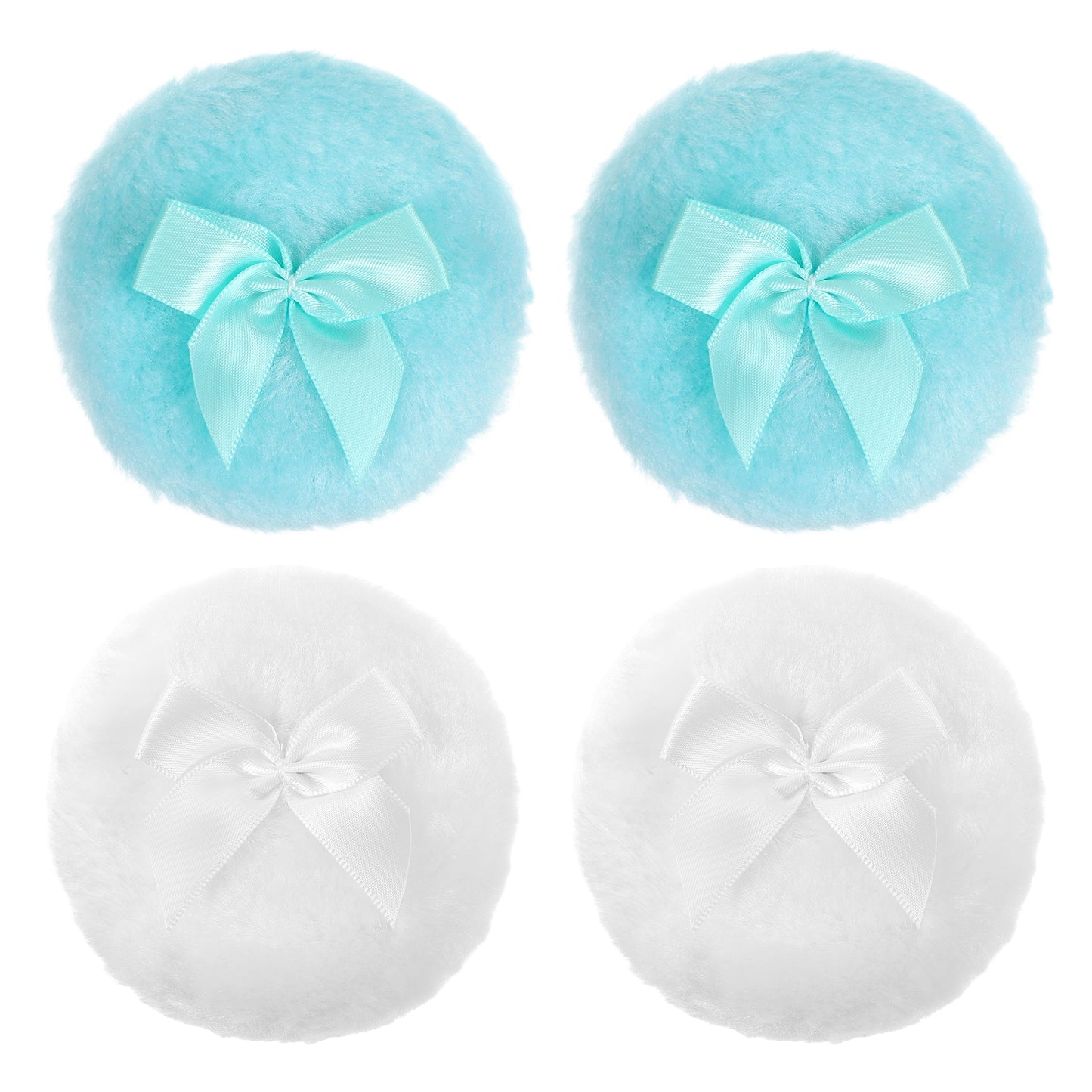 Guduling 4 Pcs Powder Puff for Talcum Powder,Large Powders Puffs,Reusable Loose Powders Puffs,Wet Dry Makeup Tool for Baby & Kid & Adult(Blue, White)