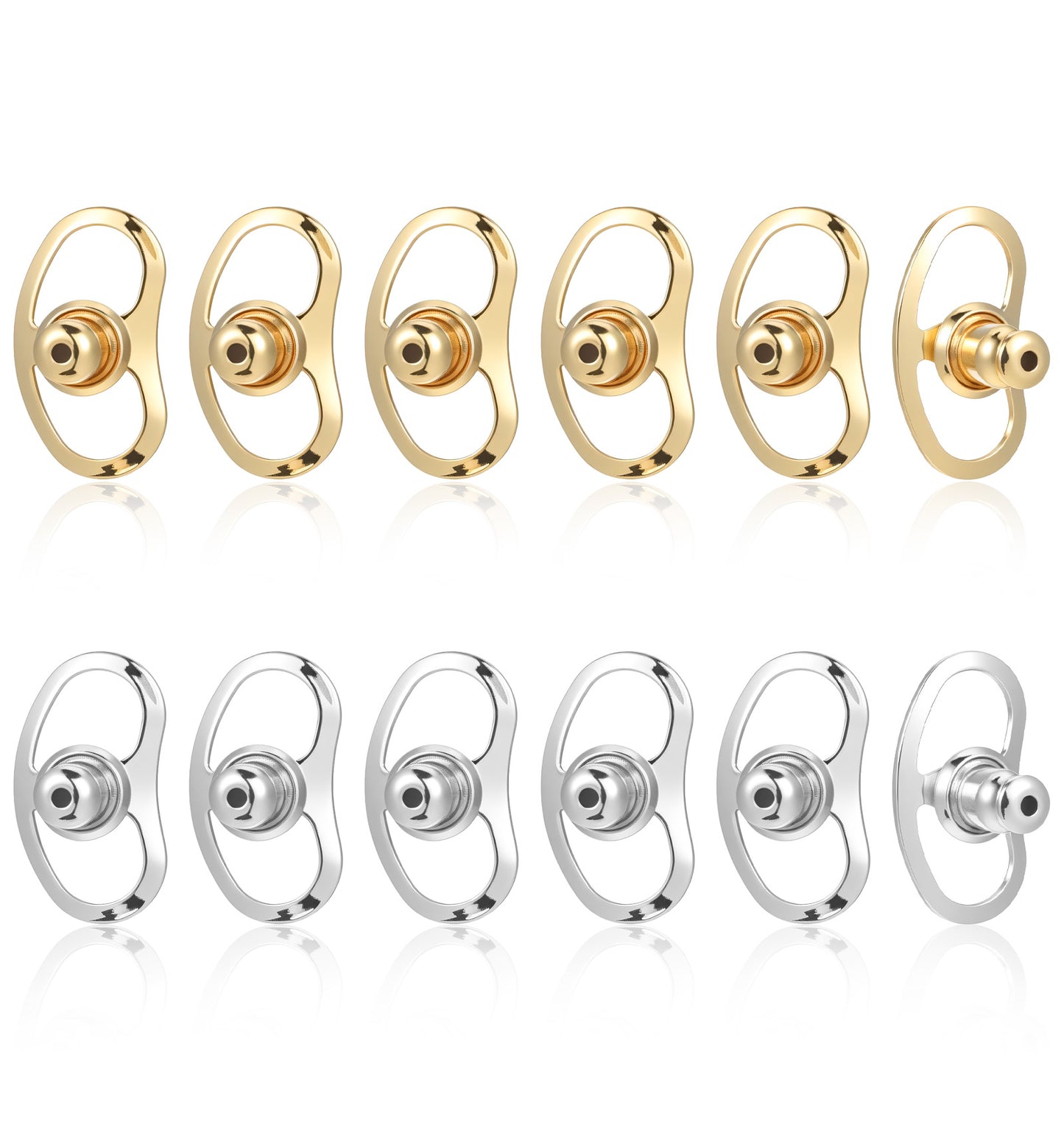 12 Pcs Earring Backs for Studs, Secure Locking Earrings Backings for Heavy Earrings & Droopy Ears, Tight Earring Lifter Backers Replacement