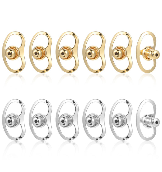 12 Pcs Earring Backs for Studs, Secure Locking Earrings Backings for Heavy Earrings & Droopy Ears, Tight Earring Lifter Backers Replacement