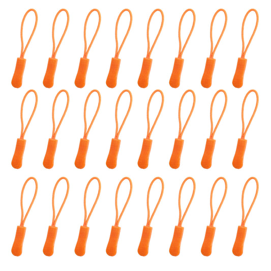Oruola 24 pcs Zip Tags Pulls, Orange Zip Puller,Zipper Pulls Cord Extender for Backpacks,Tents,Trolley Cases,Traveling Cases and Jackets,Zipper Repair