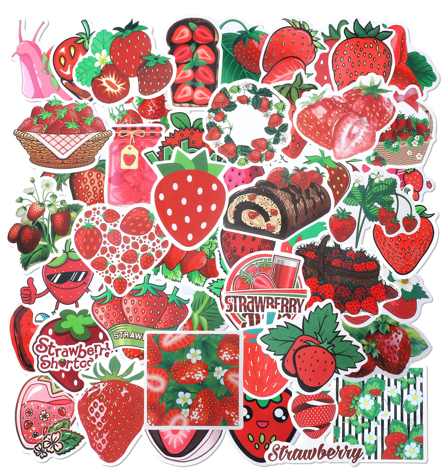 Strawberry Stickers, 100Pcs Cute Berry Stickers Strawberry Decals for Theme Party Favors Birthday Decorations Scrapbooking Kids Crafts, Fun & Creative, Red