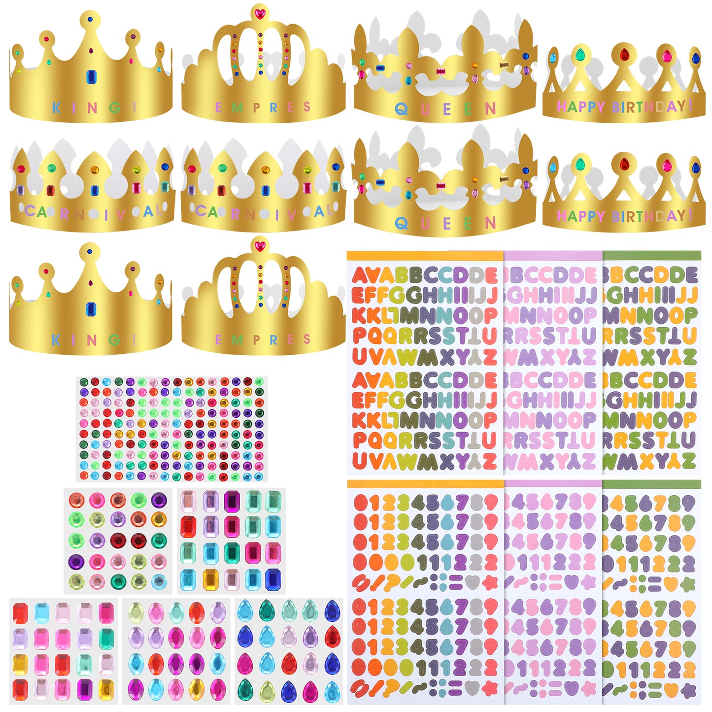 Elegaperma 22Pcs Paper Crowns for Kids, Complete DIY Crowns Decorating Kit with Number Designs, Creative Paper Crowns Making Set for Birthday Parties and Celebration Activities