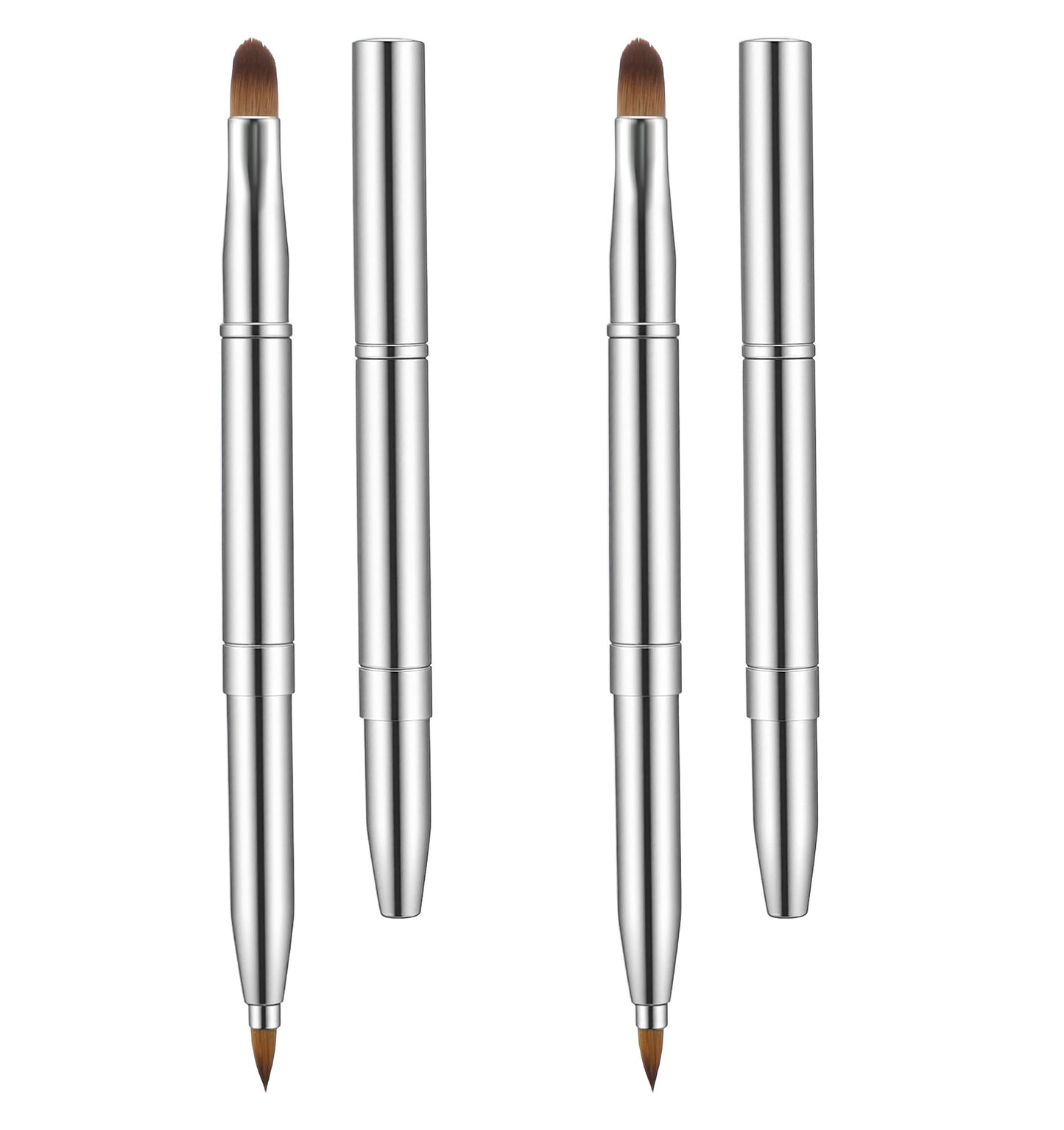 Lip Brush for Lipstick, 2PCS Lip Brushes Retractable Double-Ended Metal Handle with Sharp Tip and Rounded End for Lipstick, Lip Gloss, and Eyeshadow Application