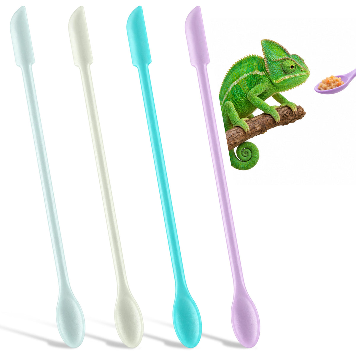 Classicseali 4 Pcs Reptile Spoon,Silicone Crested Gecko Supplies