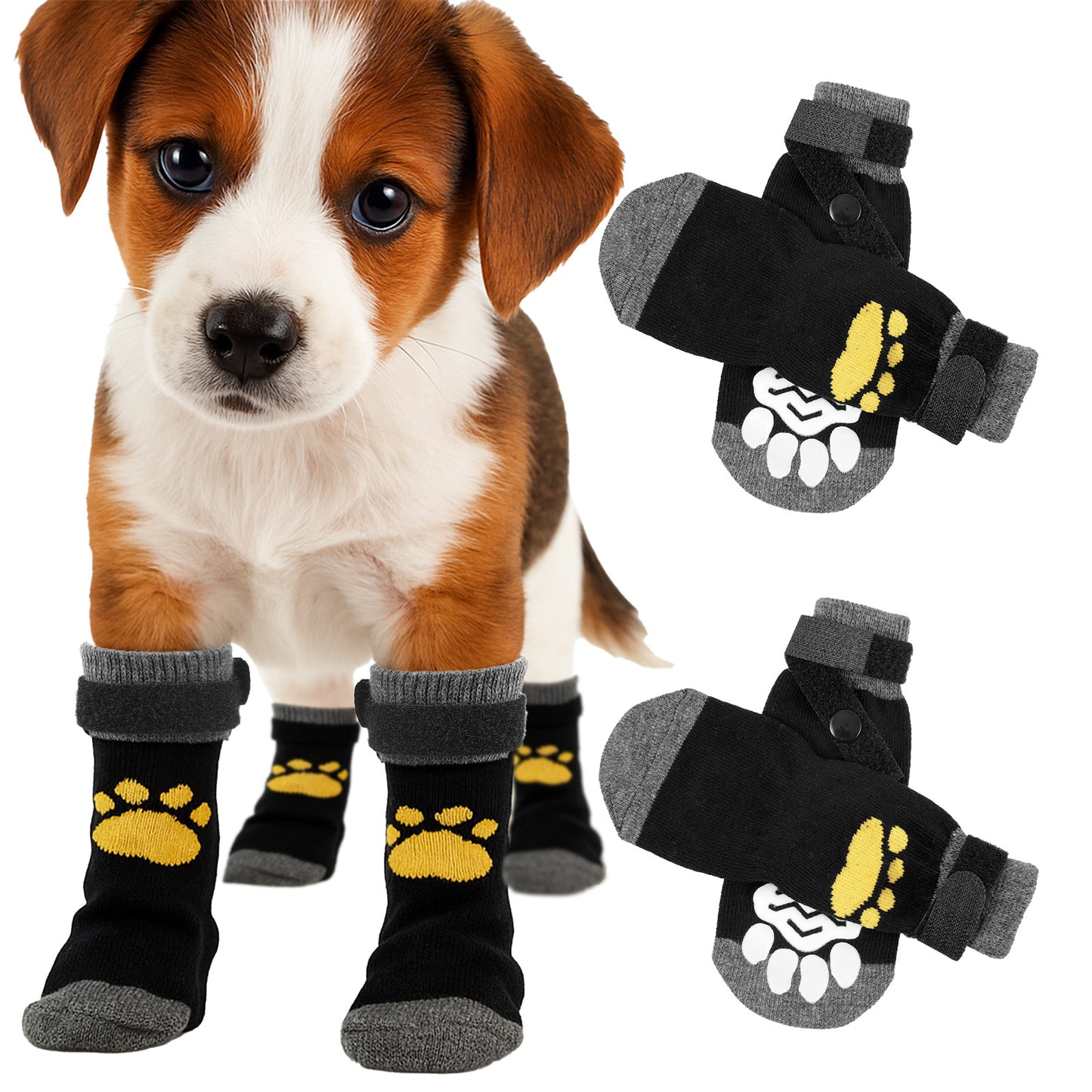 guduling 2 Pairs Dog Socks with Grips,Anti Slip Dog Socks,Black Sock for Dogs,Paws Stop Licking,for Indoor & Hardwood Floors, Prevent Licking & Chewing, Breathable Mesh for Post-Surgery Care(6.3 X 2.