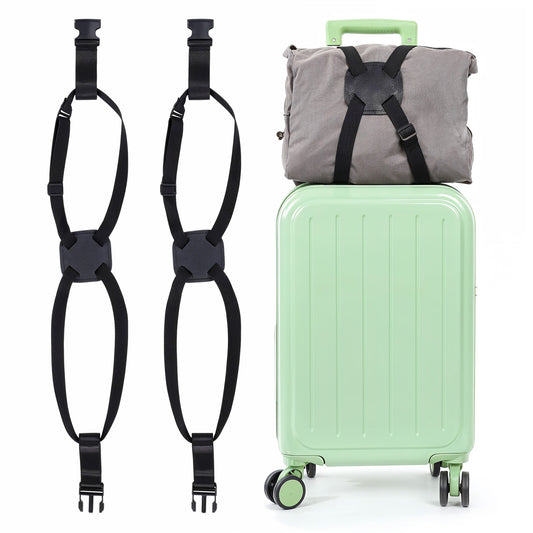 Oruola 2pcs Luggage Strap for Carry on Bag,High Elastic Adjustable Luggage Strap,Luggage Belt for Suitcases Add a Bag,Travel Belt for Luggage Baggage Handbag Black