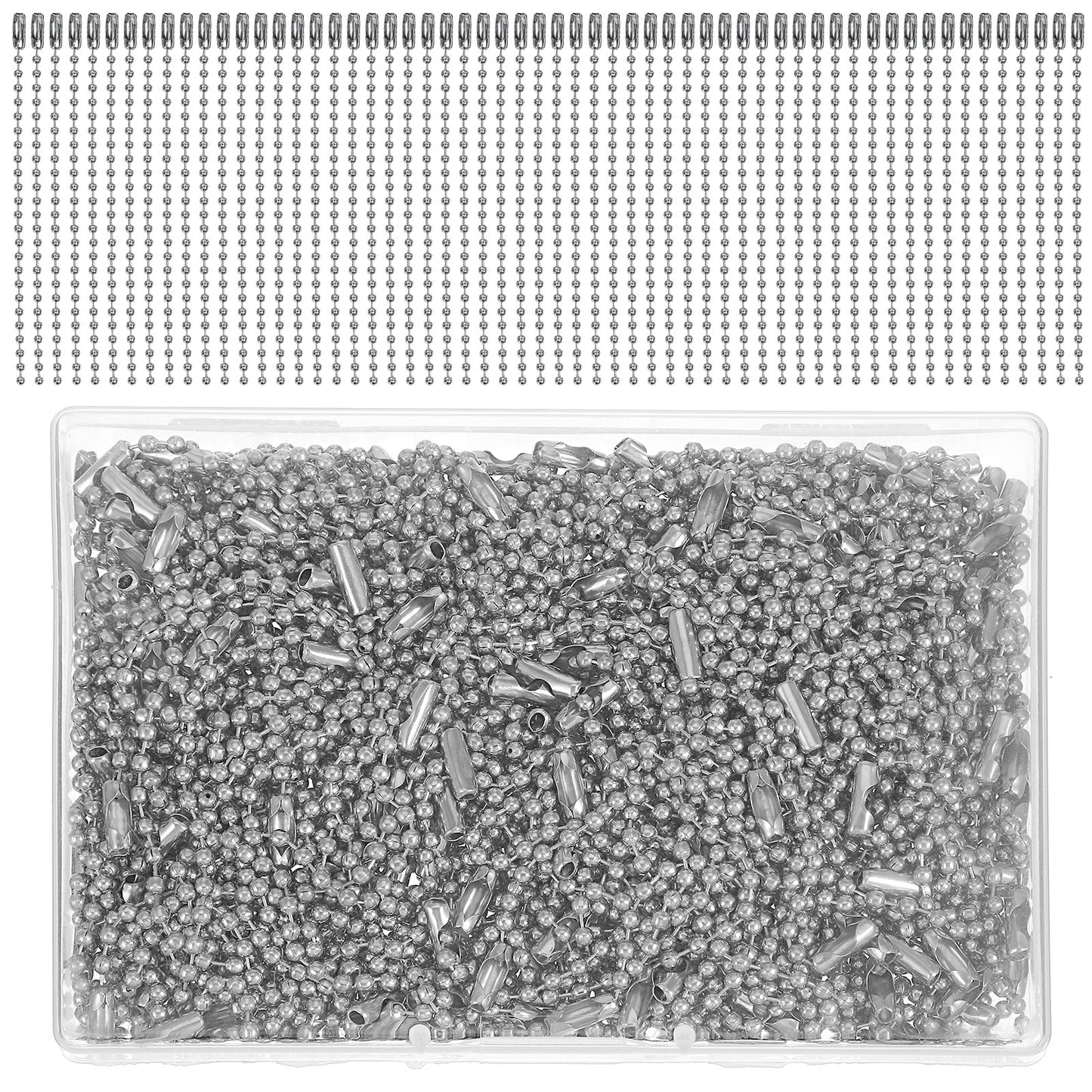 Oruola 200-Pack Ball Chain Bulk, Bead Chain for Jewelry Making DIY Crafts, Silver Stainless Steel Dog Tag Chains,0.39 in Long 2.4 mm Ball Chains Necklace