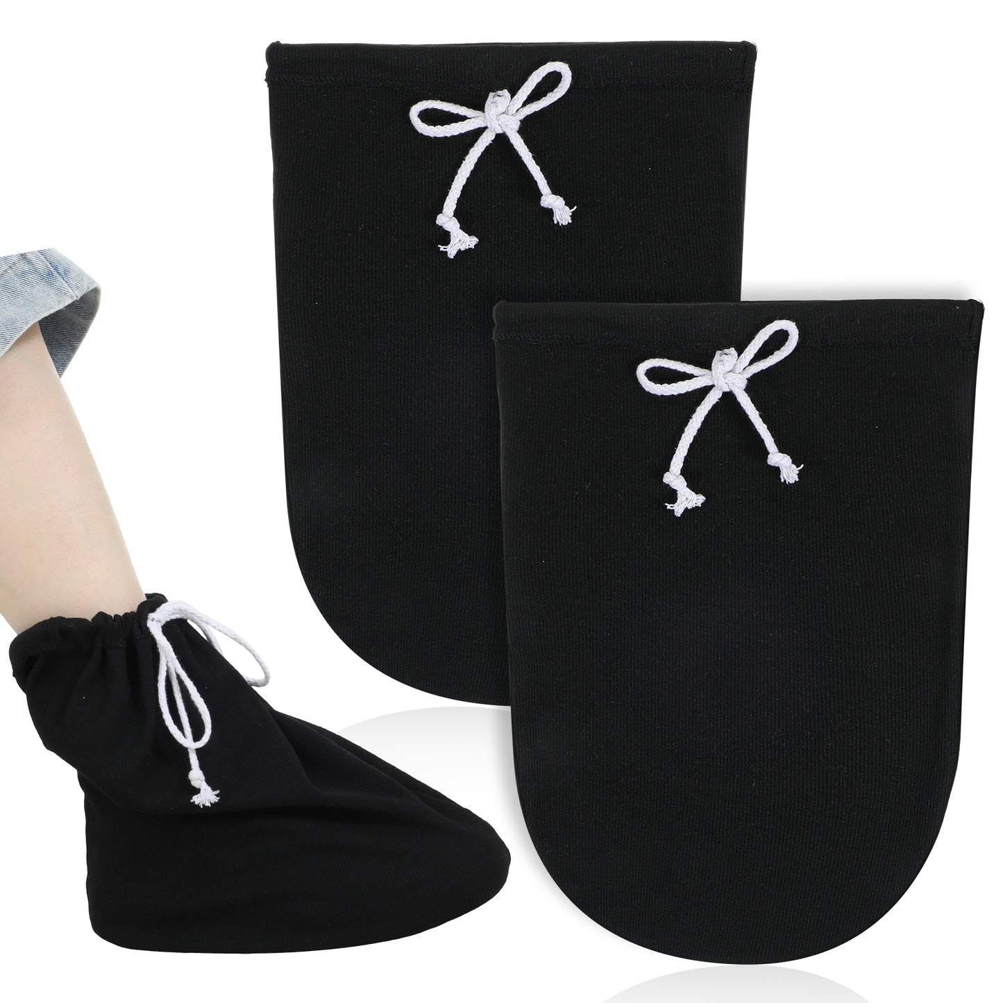 Classicseali 2PCS Cast Sock, Cast Sock Cover for Foot, Soft and elastic, Machine Washable,Adjustable Drawstring Washable Plaster Casts for Men and Women Foot Leg Ankle Protection, Black