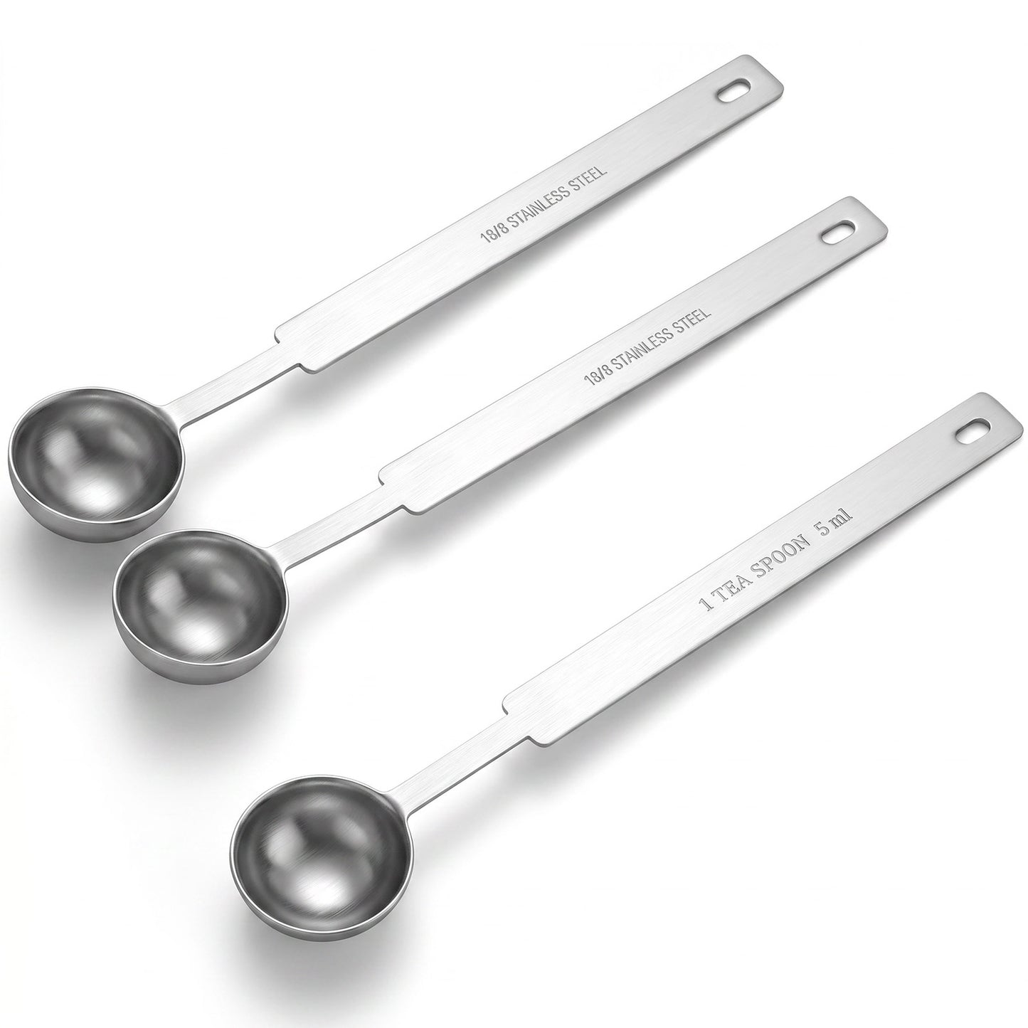 3Pcs 5ml Teaspoon Measuring Spoons, Stainless Steel 1/3 Tablespoon Spoon, Long Handle TSP Measuring Spoon Scoop Set for Cooking, Baking, Coffee, Spices