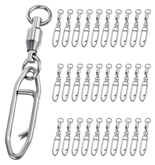Speed Clips Fishing 30-Pack - Ball Bearing Quickly Change Snap Swivels for Freshwater/Saltwater, High-Strength Lure Connectors (Corrosion-Proof Design)