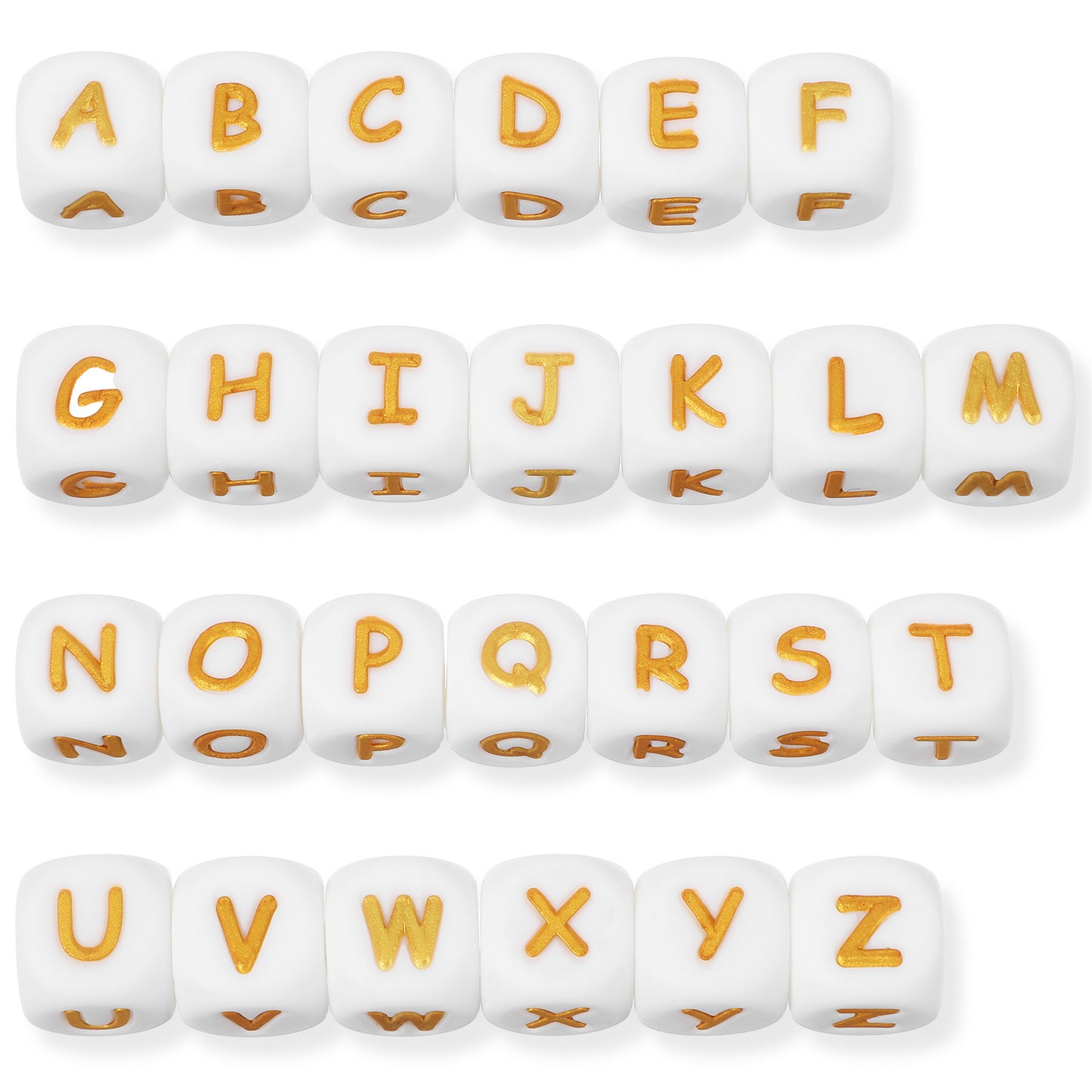 Classicseali 52PCS Silicone Letters,12mm A-Z Silicone Beads,Square Letter Beads for Bracelet Making, for Bracelets and Keychains, Necklaces and Lanyards Making