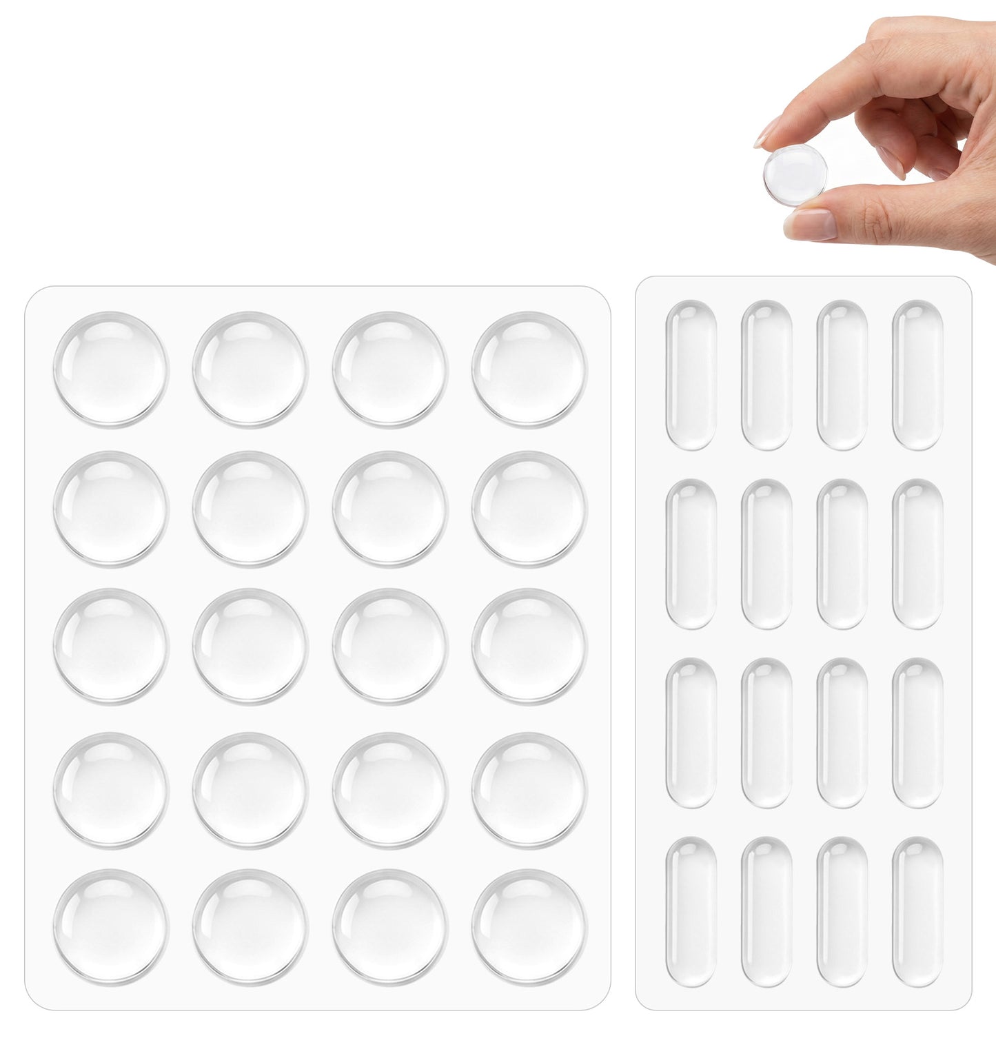 36 Pcs Glass Table Top Anti Slip Pads, Dual Size Glass Table Top Bumpers, Anti-Slip White Silicone Shock Absorbing Pads for Glass Tops, Wood Ceramic Plastic Furniture