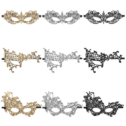 oruola 9pcs Womens Masquerade Mask,Lace Masquerade Mask for Women,Gold Silver Black Masquerade Mask,3 Shapes Masquerade Masks for Women Men for Prom Ball Carnival Mardi Gras Mask Masquerade Party