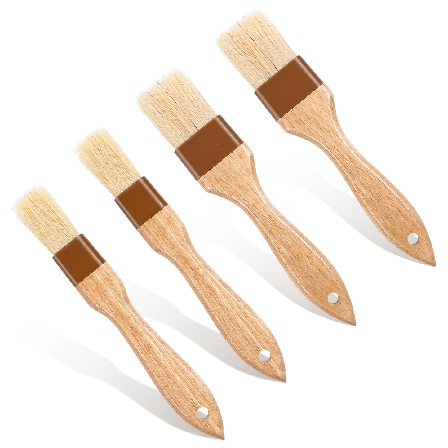 oruola 4pcs Pastry Brushes for Baking,Pastry Basting Brushes,Natural Boar Bristle Pastry Brush,Cooking Brush,Basting Brush,Oil Brush for Cooking,Ideal for Cakes,Cookies,BBQ,and More (Small + Medium)