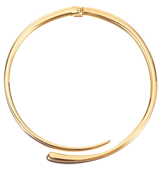 ValueBargain Gold Chunky Choker Collar Necklace for Women, Chunky Collar Teardrop Statement Jewelry, Spring Open Cuff Metal Necklace for Trendy Daily Wear or Special Occasions