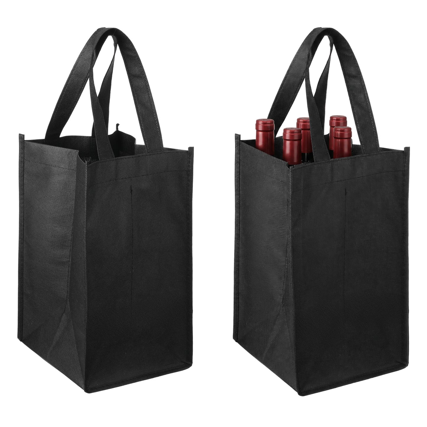 Classicseali 2 Pcs Wine Carrier,Reusable Bottle Carrier for 4 Bottles,Bottle Carrier Bag with Compartment Carry Handle for Storing Carrying Wine Beer Champagne,Black,31 x 18 x 18 cm