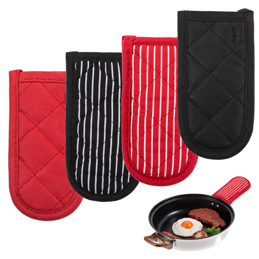 Oruola 4pcs Striped Cast Iron Skillet Handle Cover,Cast Iron Skillet Handle Covers,Heat Resistant Pot Handle Covers,Non-Slip Hot Handle Holders,Durable Pot Holder Sleeve for Home Kitchen Cooking BBQ