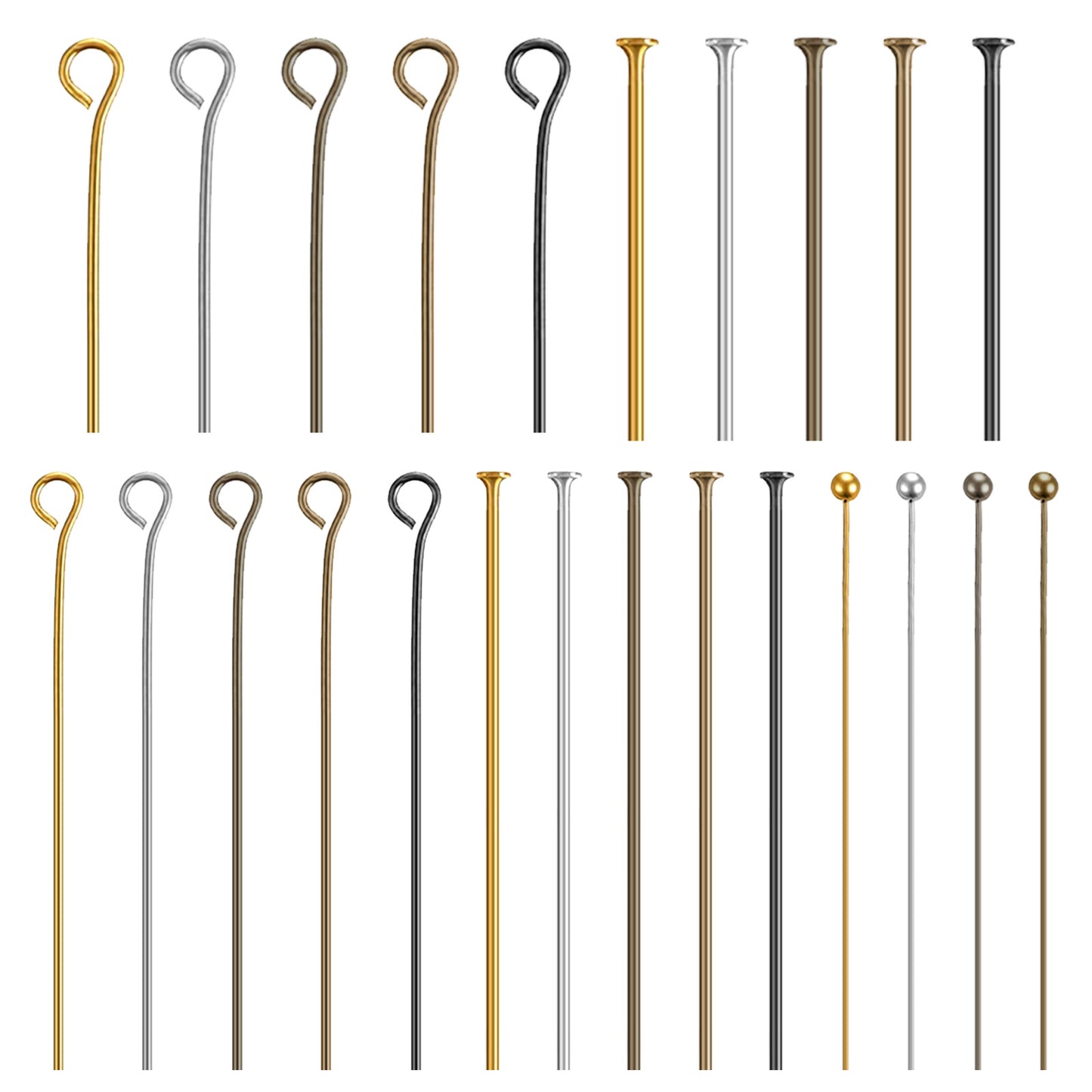 Classicseali 1000PCS Eye Pins, Metal Eyepins for Jewelry Making, Mixed Finish, Head Pins for Jewelry Making, for DIY Crafts Earring Necklace Pendant Bracelet Jewelry Making, Multicolor