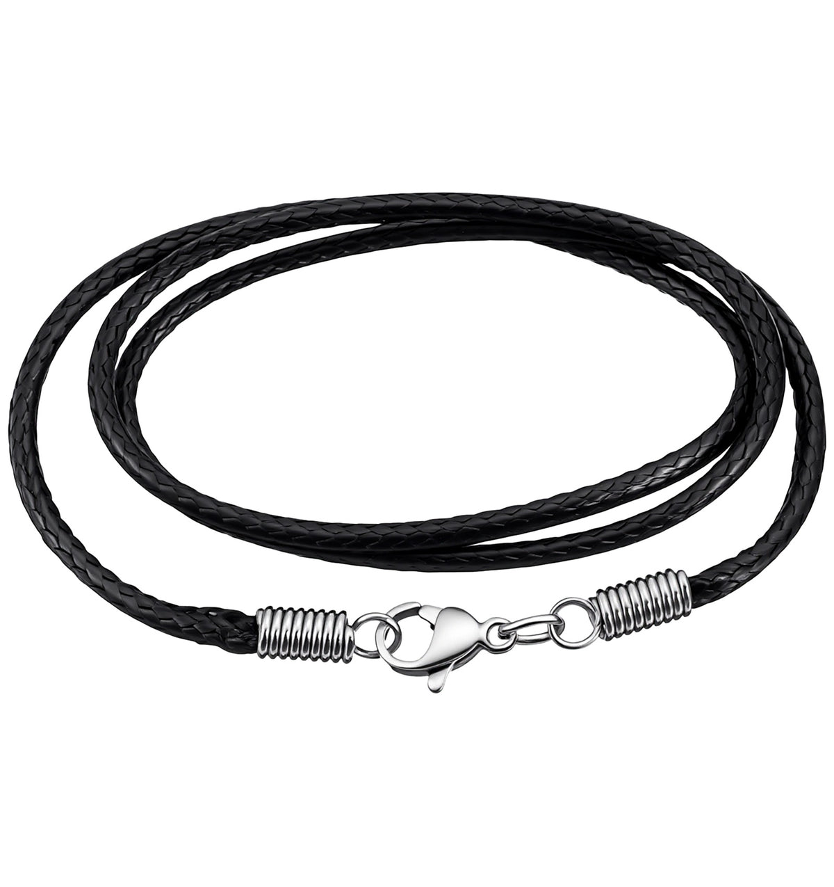 2 Pack Leather Necklace Cord, Leather Necklace for Women Black with Clasp