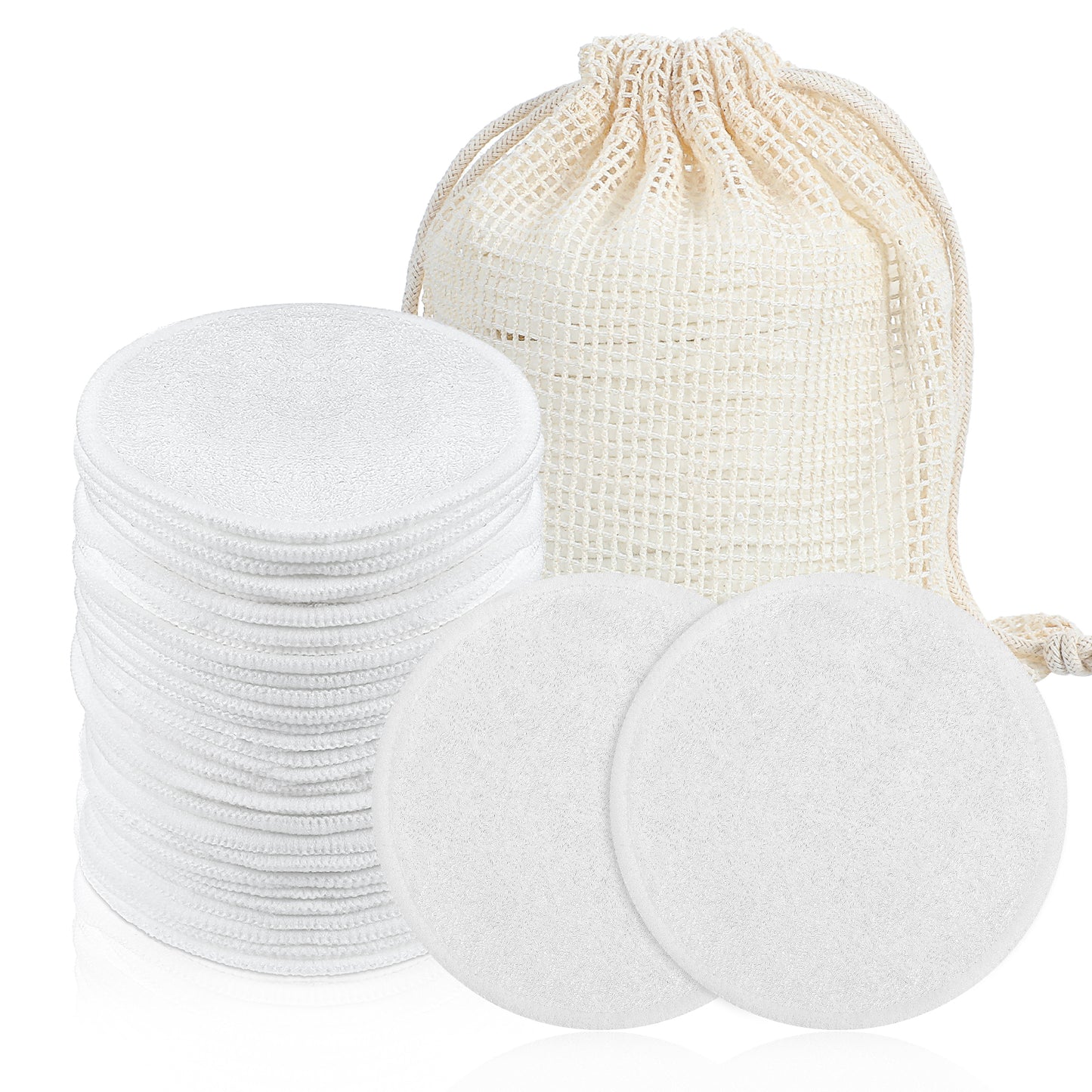 Classicseali 31pcs Reusable Cotton Face Pads, Round Makeup Remover Pads, with a Washable Mesh Laundry Bag, Soft Reusable Makeups Remover Pads, for All Skin Types, Facial Cleansing and Skincare