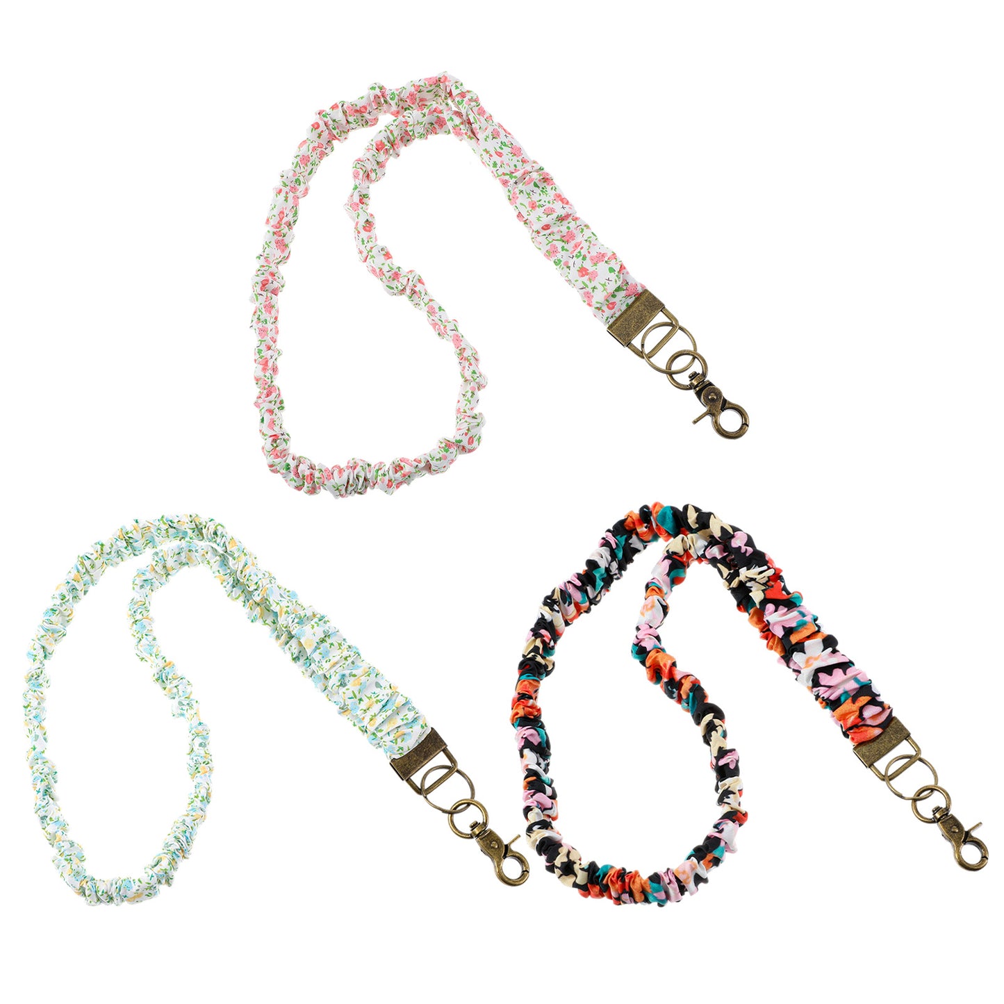 Guduling 2pcs Scrunchie Lanyard,Cute Lanyard, Teacher Lanyards, Scrunchie Lanyards for Women Teachers Nurse ID Card Keys (Multicolor)