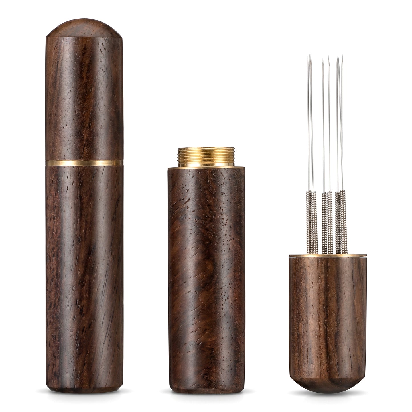 Elegaperma 2 Pcs Coffee Distribution Tool, 8 Needles Coffee Needle Distributor with Sandalwood Handle, 0.3mm Needle Diameter for Clump-Free Grounds (Dark Brown, 3.27 x 0.7 in)