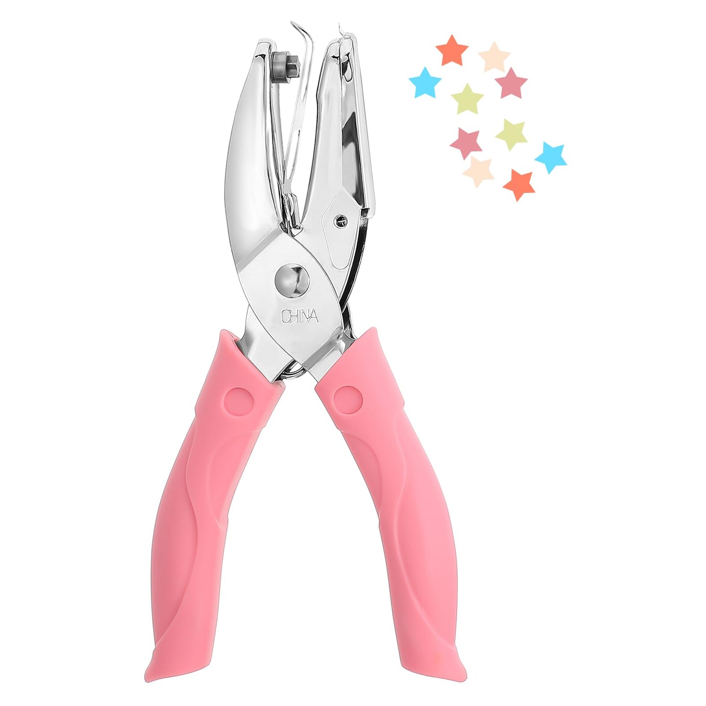 Classicseali Star Hole Puncher, 5mm Pink Durable Hole Punch Shapes,Shape Hole Punch with Rubber Handle, Small Hole Puncher for Clothing Tickets DIY Craft Labels Scrapbooking Tools