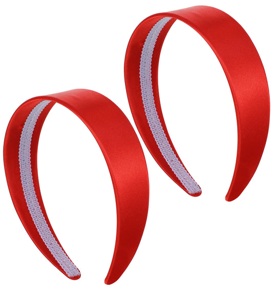 2-Pack Bright Red Headbands for Women & Girls, 1.6" Durable Anti-Slip Hair Bands for Sports, Parties & Holiday Events