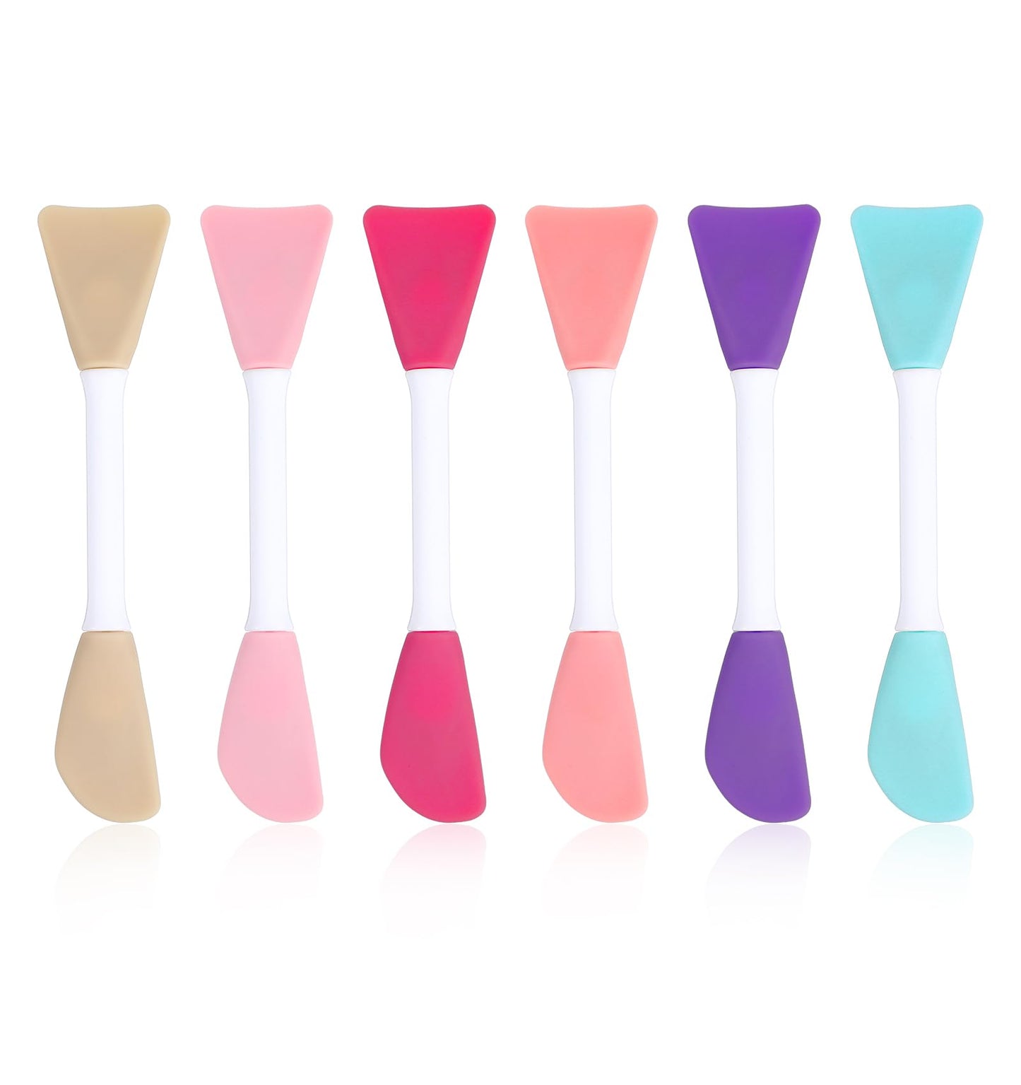 Mask Spatula, 6 Pcs Durable Dual-head Silicone Mask Applicator & Lotion Spatula for Women Skincare Makeup, Cream, Lotion, Foundation (Multicolor)