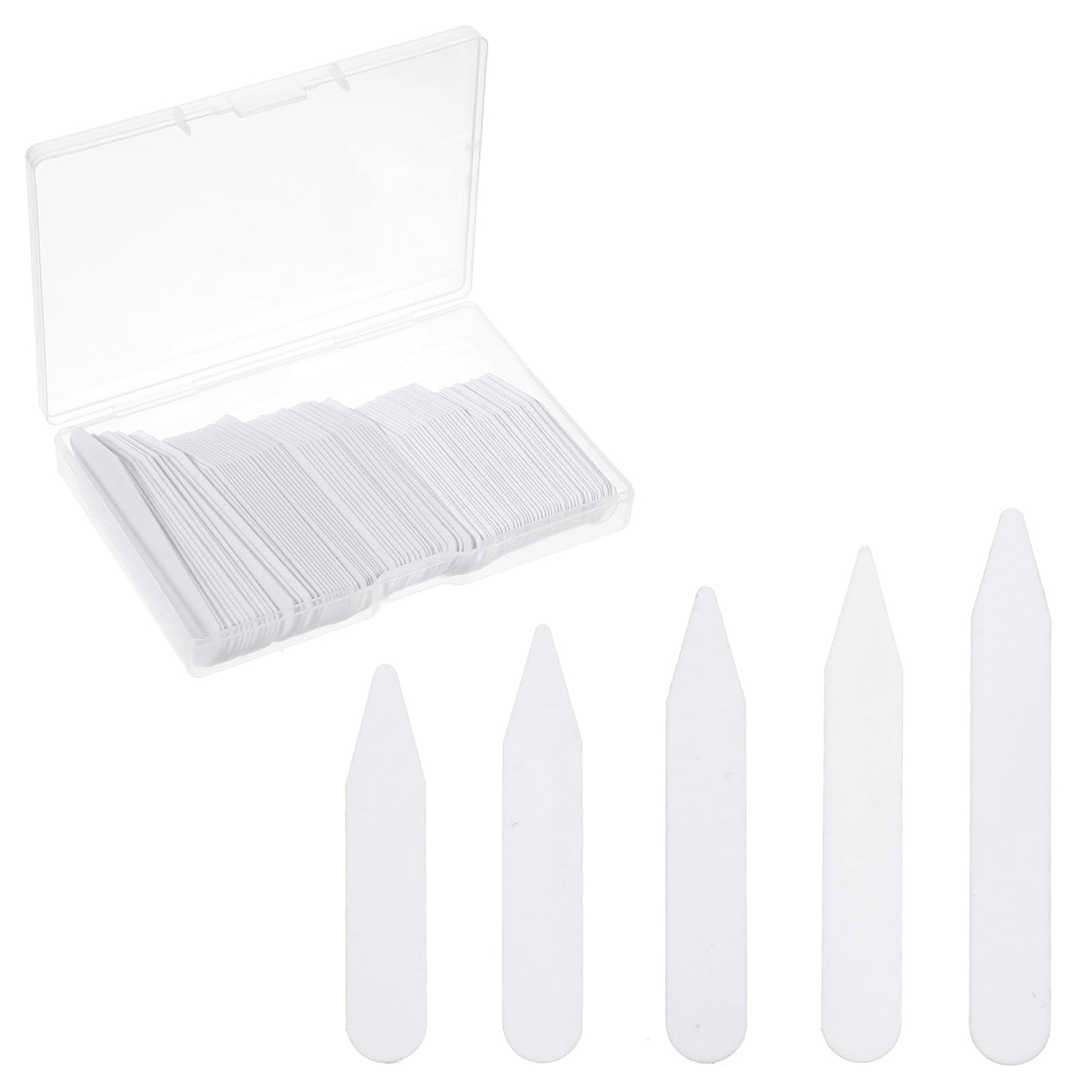 Classicseali Pack of 100 Men's Shirt Collar Inserts, Collar Stays in 5 Sizes, Shirt Collar Reinforcer, Collar Stays Men for Business Shirts, Polo Shirt, Fit on Shirt Collar