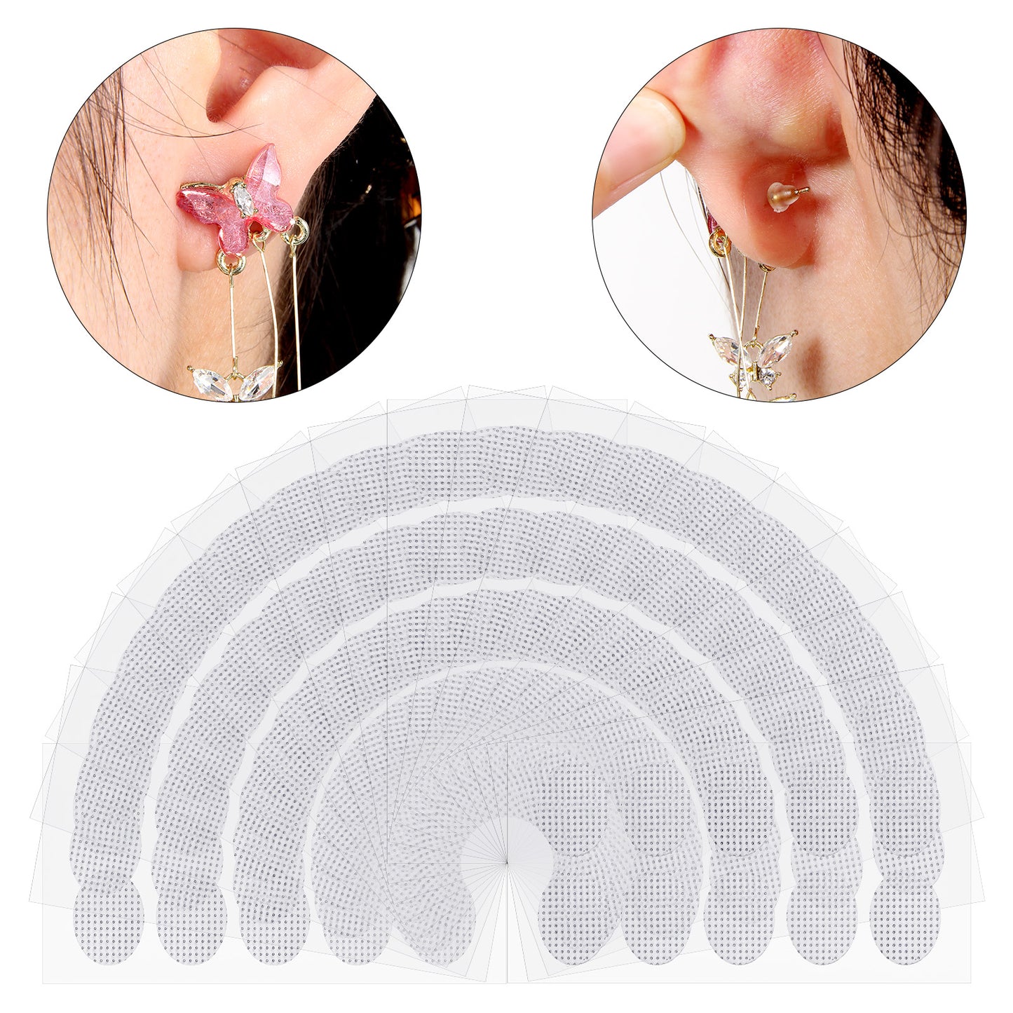 Classicseali 800PC Ear Lobe Support Patches for Earrings, Transparent Waterproof Ear Lobe Stickers, Invisible Earring Stickers for Split Earlobes, Ears Care Products for Stretched Ears Piercings
