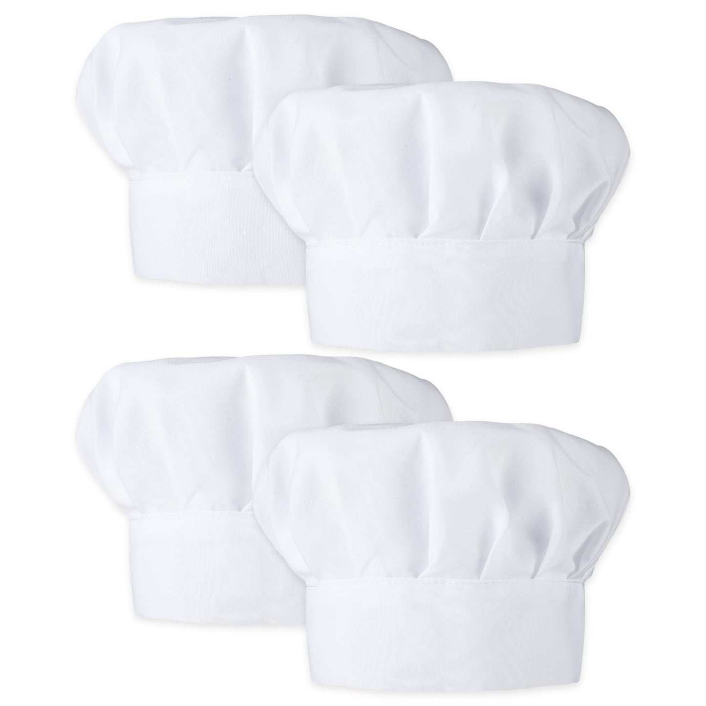 oruola 4 Pack Kids Chef Hat,Adjustable Elastic White Chef Hats for Kids,Cotton Polyester Cooking Caps for Children,19.68-21.26 Inches,Chef Hat Perfect for Baking,Cooking Parties,Art Classes,and More