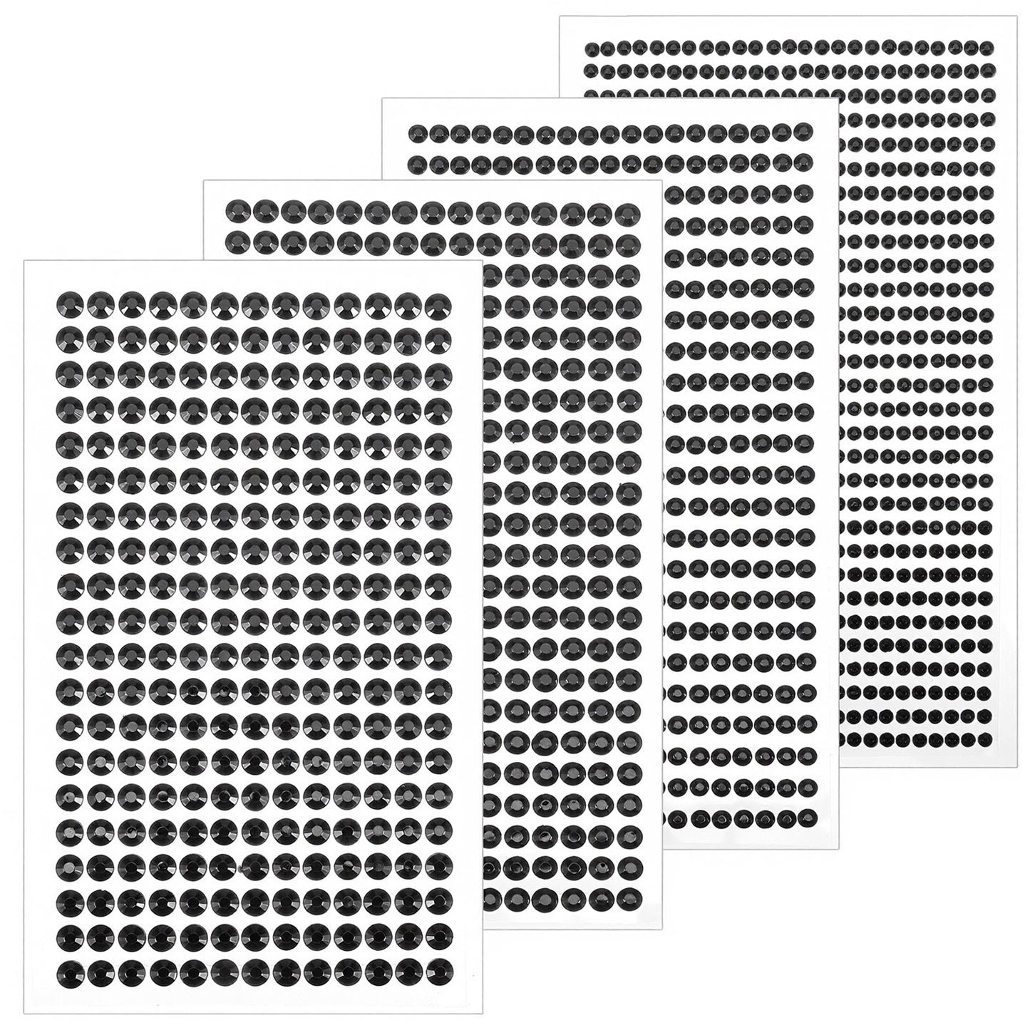 Classicseali 5376PCS Self Adhesive Gems, Black Self Adhesive Gems, 4 Specifications Gem Stickers for Crafts, for Body, Makeup, Face, Hair and Craft DIY Decoration (3/4/5/6/mm)