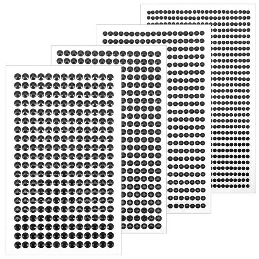 Classicseali 5376PCS Self Adhesive Gems, Black Self Adhesive Gems, 4 Specifications Gem Stickers for Crafts, for Body, Makeup, Face, Hair and Craft DIY Decoration (3/4/5/6/mm)