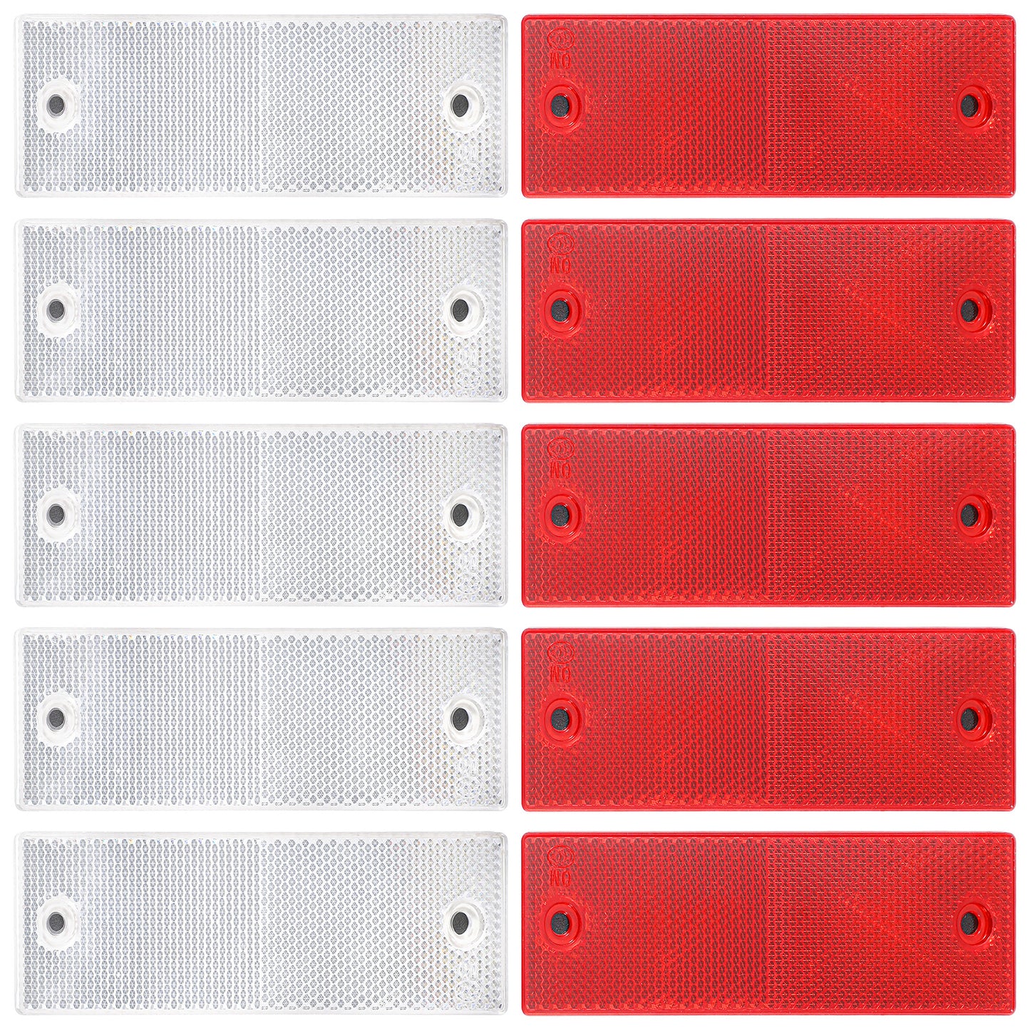 Elegaperma 10pcs Reflectors for Gate Posts, Self Adhesive Post Reflectors for Driveway for Gate Post Trailer Motorcycle Caravan Truck, White and Red, with Holes,Red and White