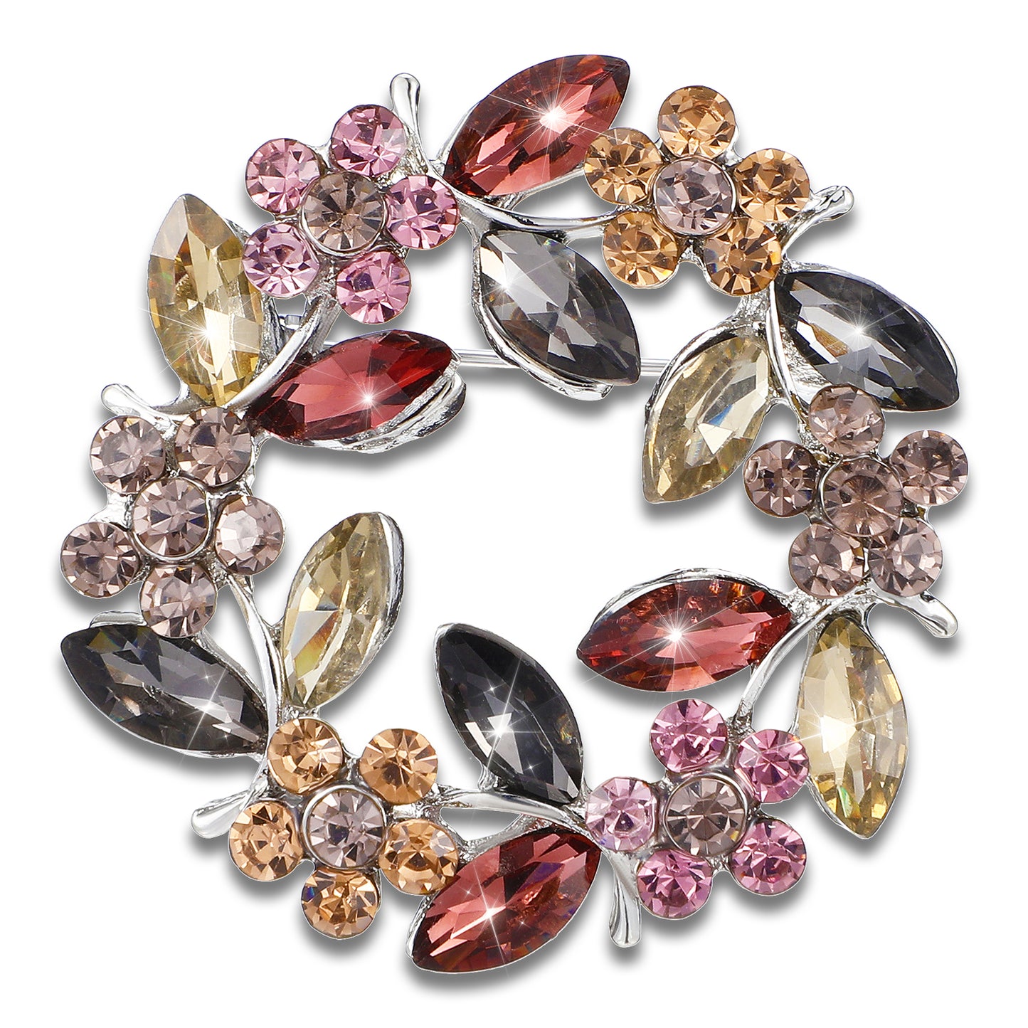 Oruola Flower Brooches for Women,Ladies Crystal Flower Brooches, Elegant Art Deco Brooch with Zircon Leaves,4.2 Cm Women's Brooches & Pins Sparkly Gift for Wedding Party Birthday Anniversary