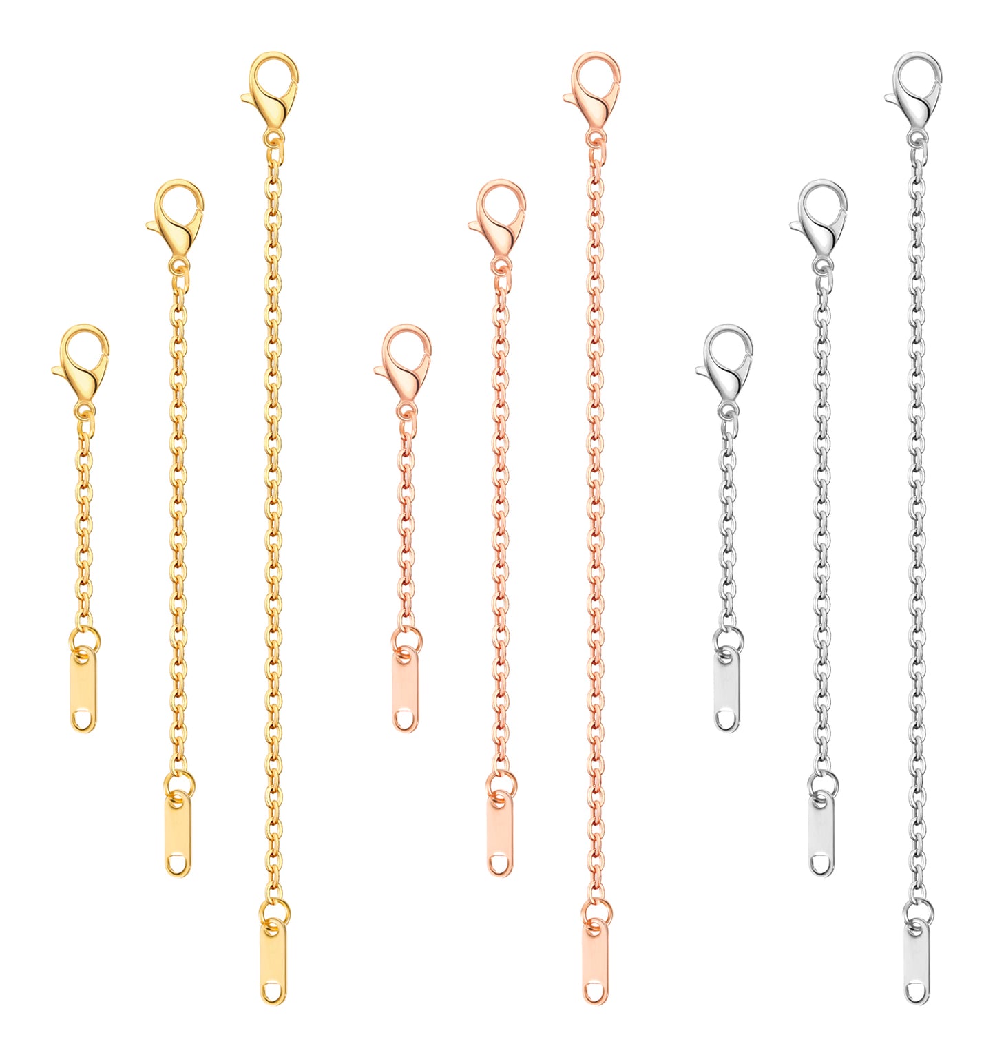 ValueBargain 9-Pack Gold Necklace Extender, Chain Extenders & Jewelry Extenders for Necklace Lengthening | DIY Accessories (Gold/Silver/Rose)