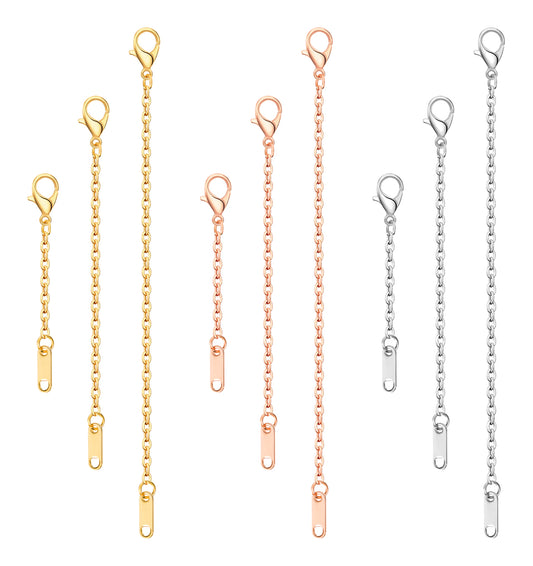 ValueBargain 9-Pack Gold Necklace Extender, Chain Extenders & Jewelry Extenders for Necklace Lengthening | DIY Accessories (Gold/Silver/Rose)