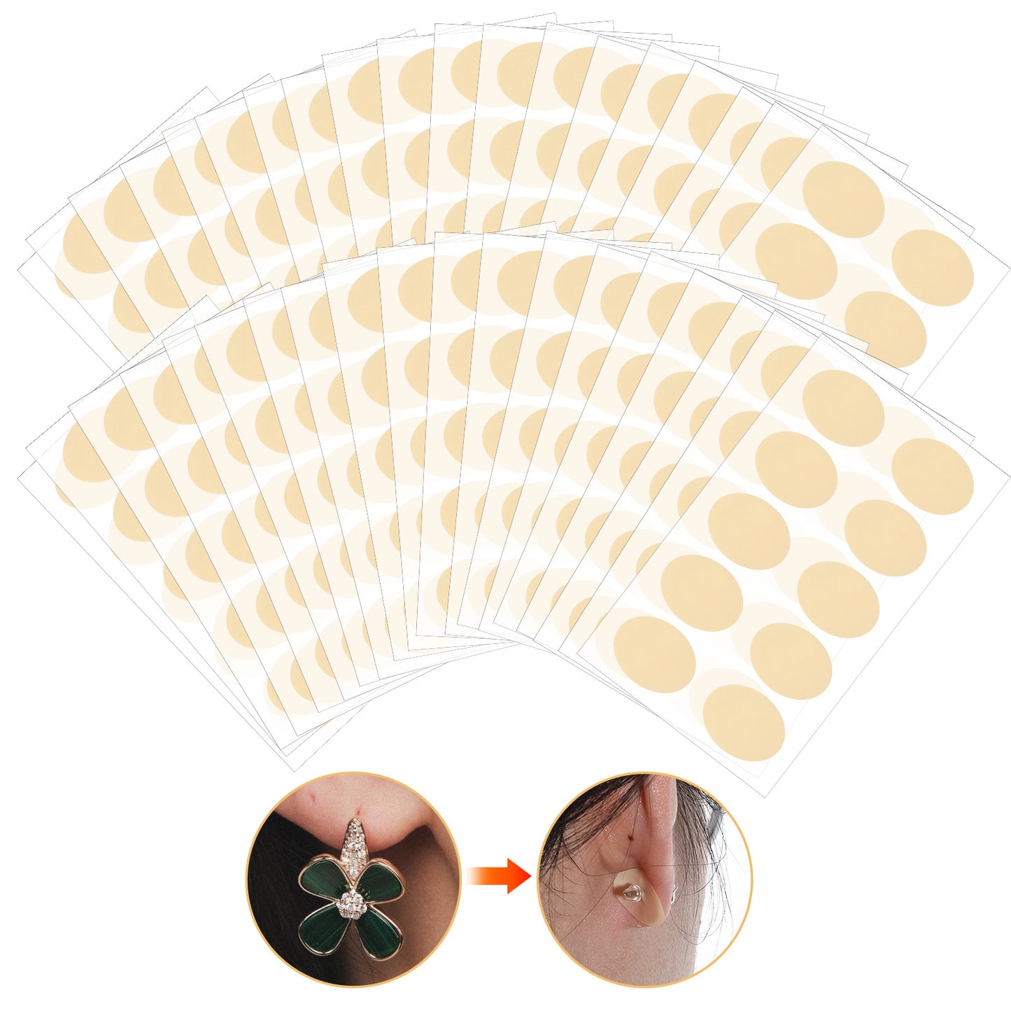 Classicseali 1200PCS Earlobe Support Patches, Self Adhesive Ear Lobe Stickers, Waterproof Earring Stickers for Split Earlobes, Ear Care Products for Torn or Stretched Ear Piercings