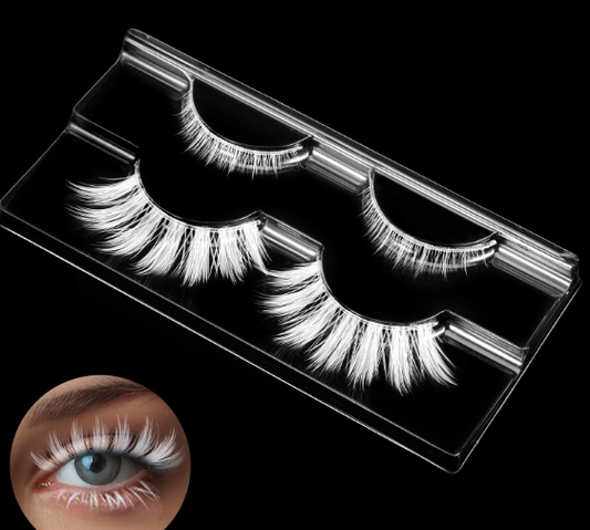 White Eyelashes, Christmas Cosplay Anime Lashes Clusters White Eye Lashes, Cosplay Manga Lashes Japanese Style Makeup, Lashes Extensions Tools for Christmas Party Stage