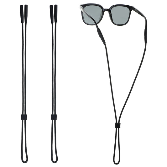 Classicseali 2PCS Glasses Straps, Adjustable Sports Glasses Strap, Comfortable and Soft Glasseses Cord for Men, for Rock Climbing, Fishing, Cycling, Hiking, Skiing, Water Sports or Daily Wear, Black