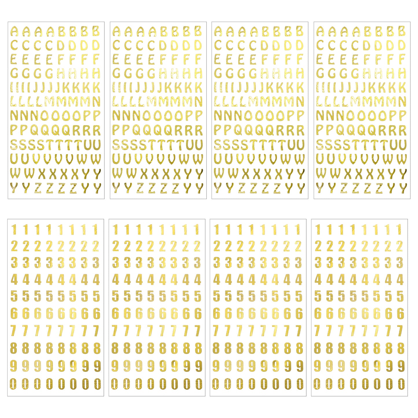 Guduling 8 Sheets Gold Sticker Letters, Gold Number Stickers, Self Adhesive Shiny Letter Stickers for DIY Craft Art Scrapbooks Greeting Cards Bulletin Boards Classroom Home Decor