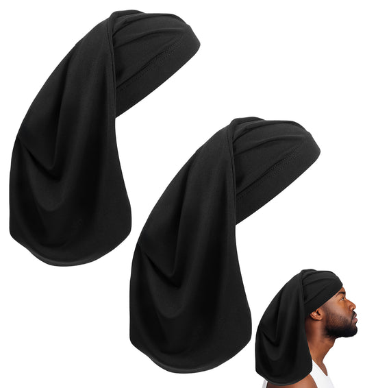 2Pcs Dreadlock Caps for Men, Satin Bonnet Head Wrap for Men & Women, Shower Cap & Sleeping Cap for Long Hair, Dreads, Curly Hair, Braids, Waves
