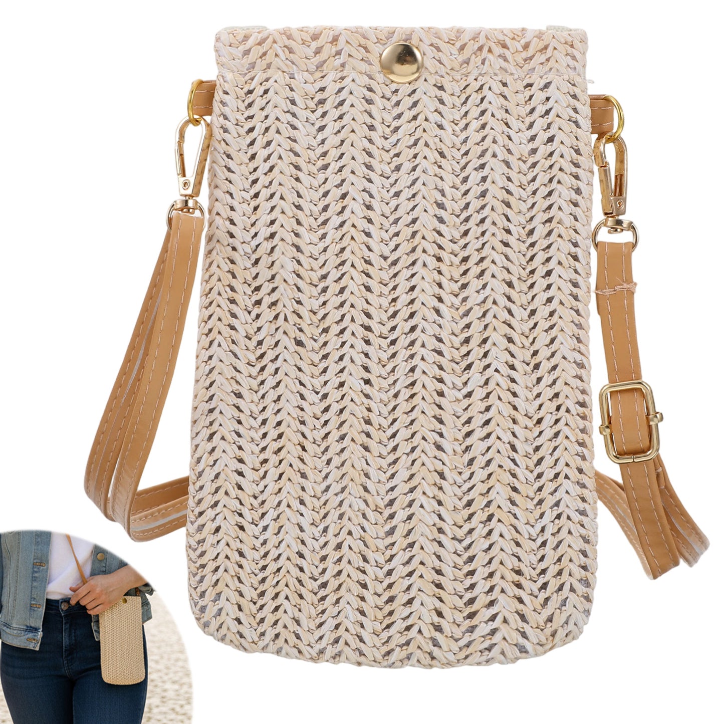 guduling phone bag for women, Crossbody Phone Bag, Straw phones purse, boho straw crossbody Mobile-Phone bags for women, Lightweight Beach Phones Bags 8.27×4.72in